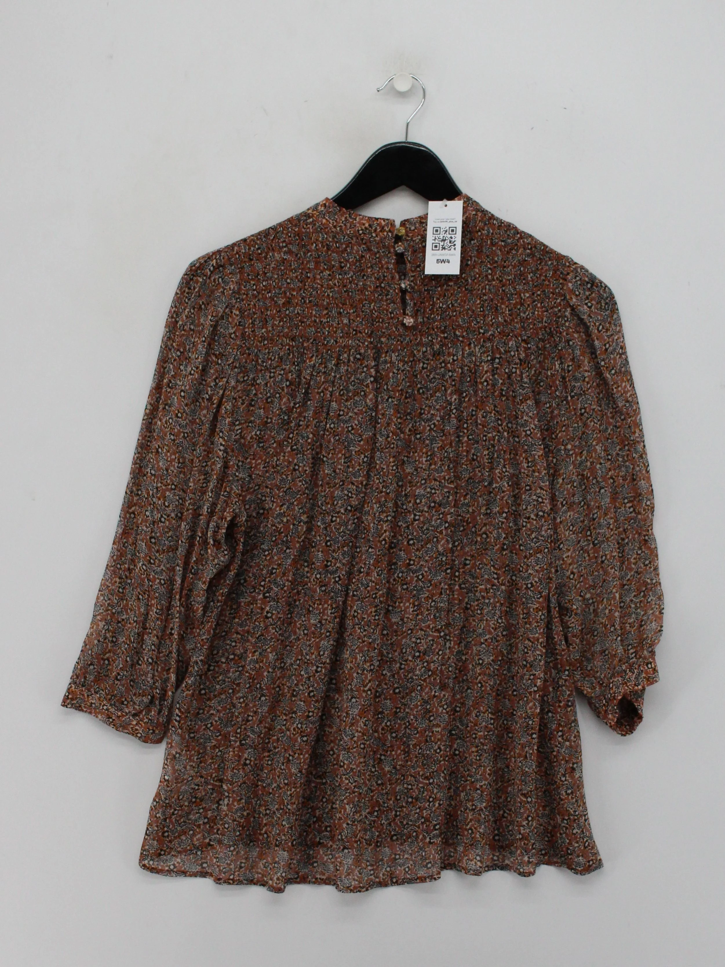 Sessun Women's Blouse S Multi Floral 100% Viscose 3/4 Sleeve High Neck Basic - Image 2