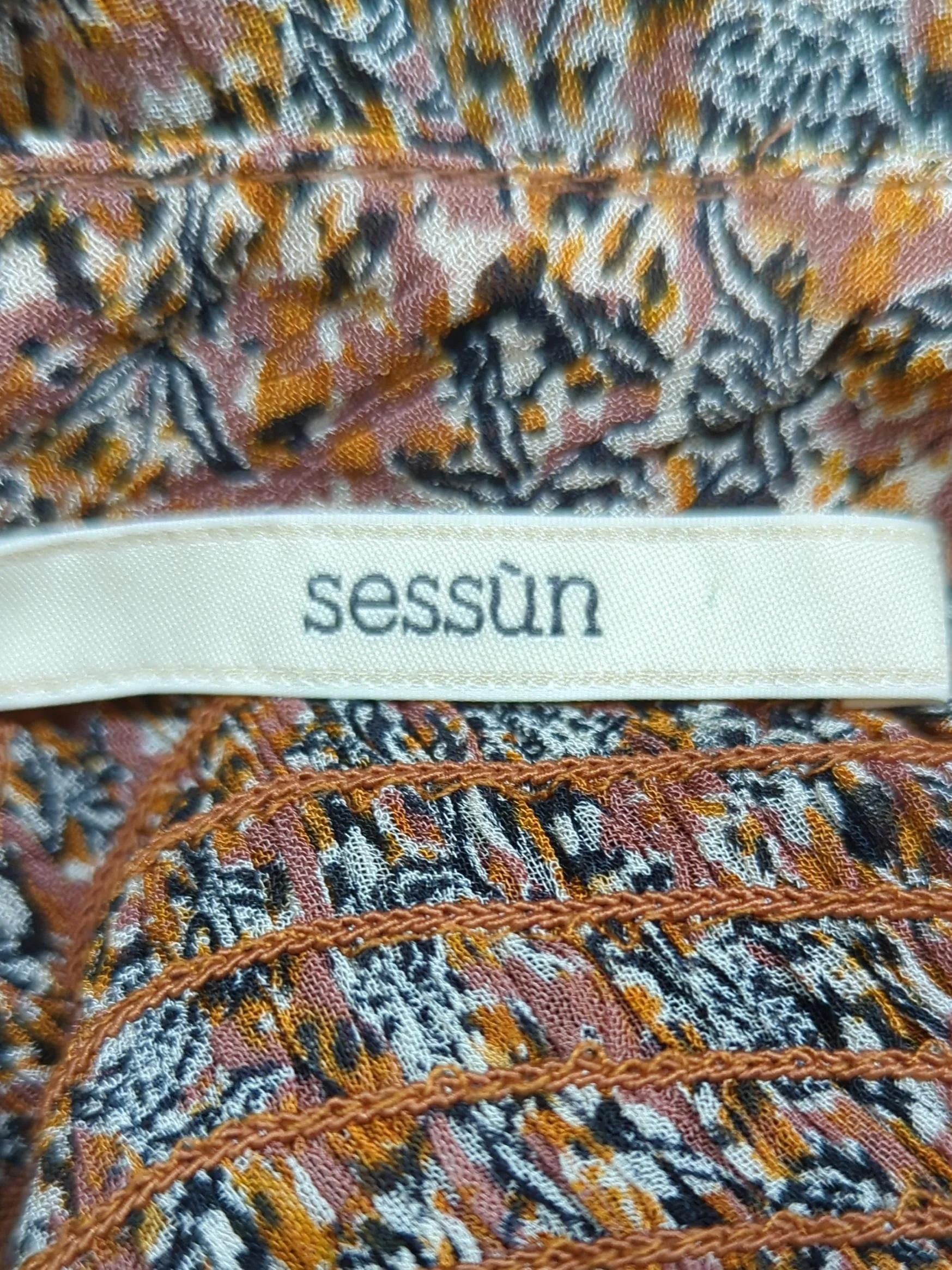 Sessun Women's Blouse S Multi Floral 100% Viscose 3/4 Sleeve High Neck Basic - Image 5