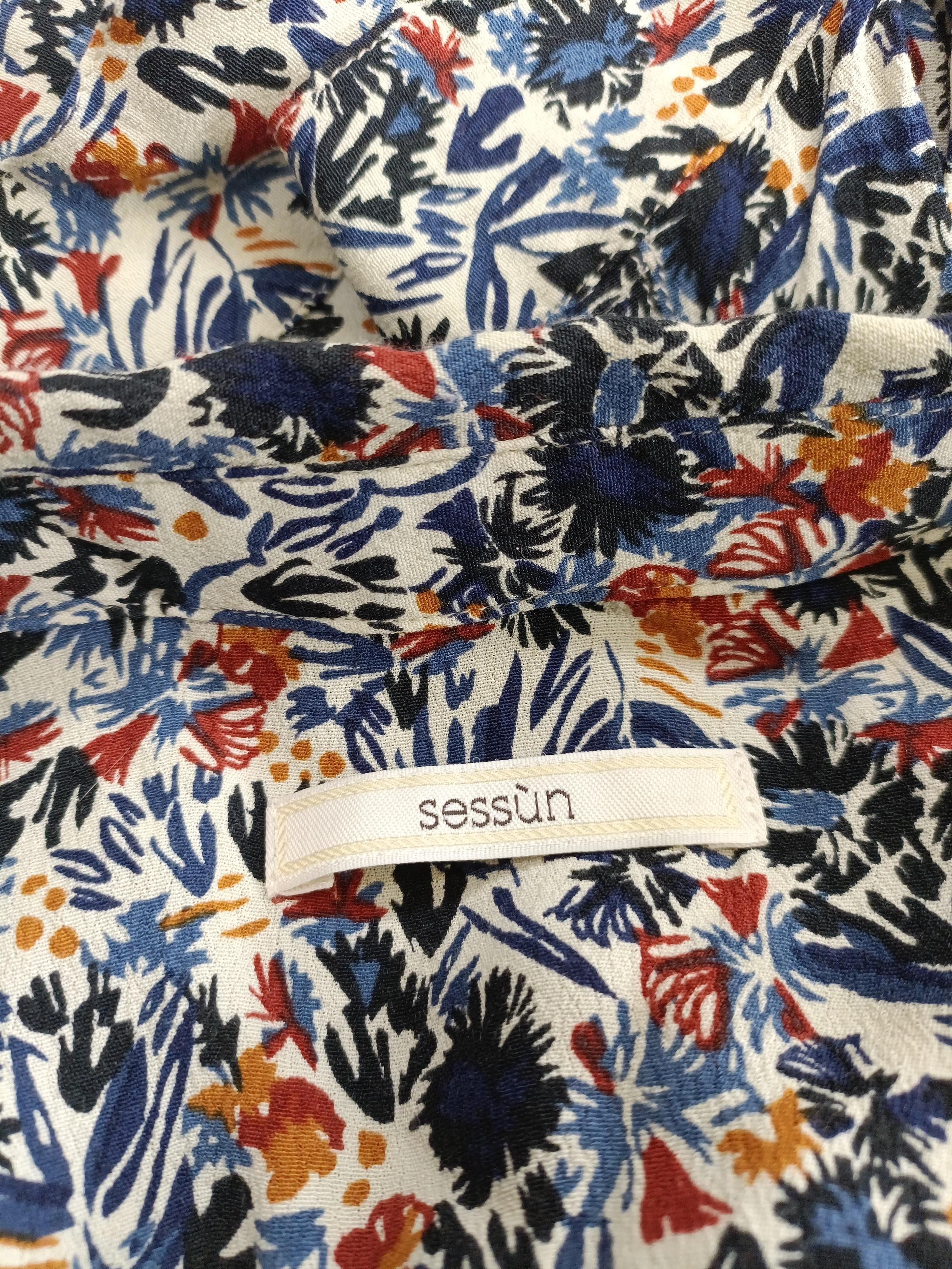 Sessun Women's Shirt XXS Multi Floral 100% Viscose 3/4 Sleeve Collared Basic - Image 5