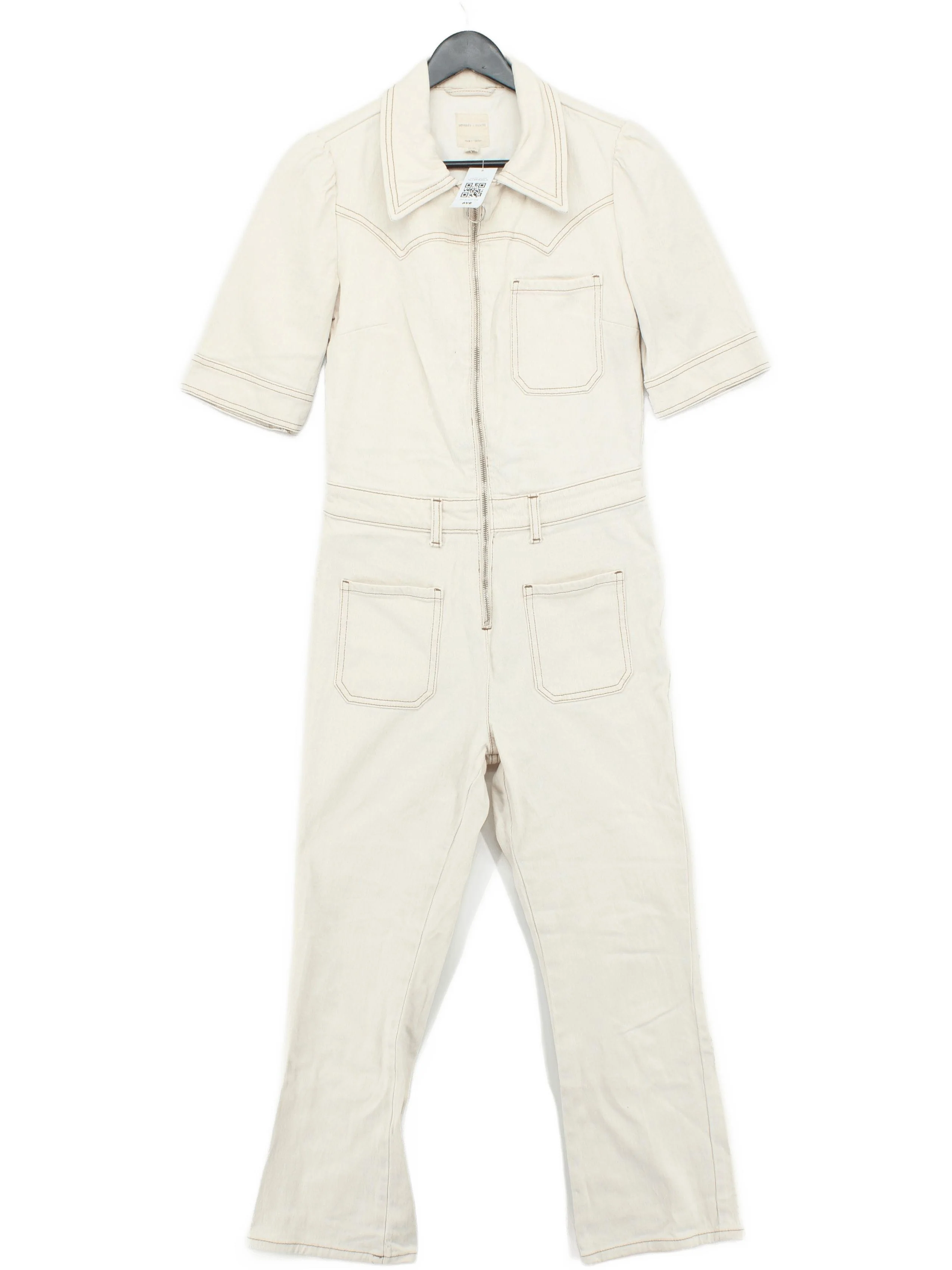 Seventy + Mochi Women's Jumpsuit UK 10 Cream Cotton with Elastane Jumpsuit