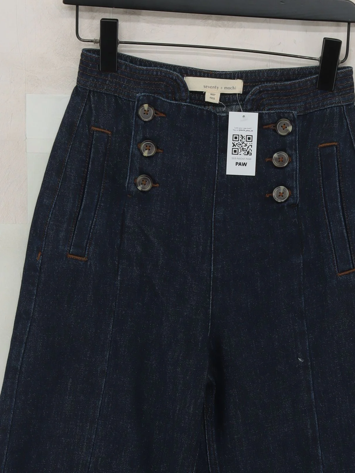 Seventy + Mochi Women's Trousers W 27 in Blue Cotton - Image 3