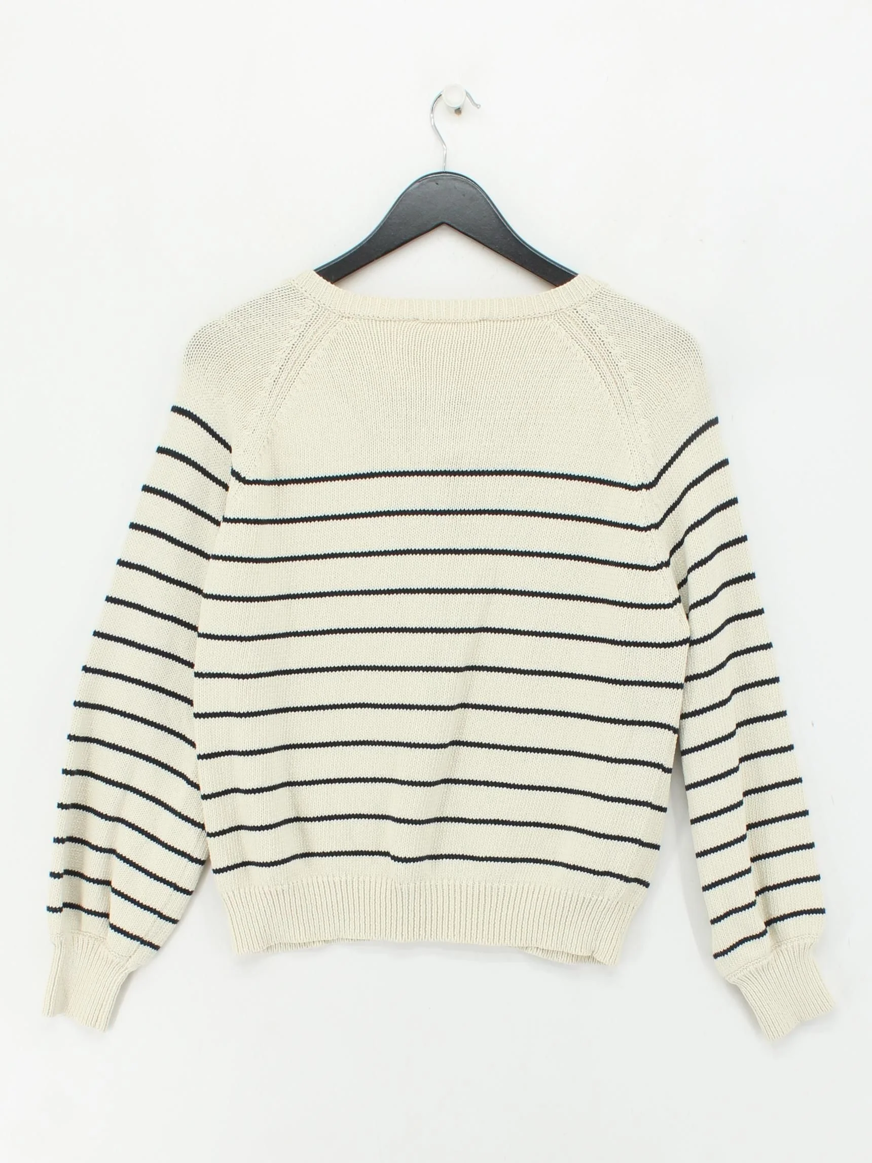 Sezane Men's Jumper S Cream Striped Cotton with Polyester Round Neck Pullover - Image 2