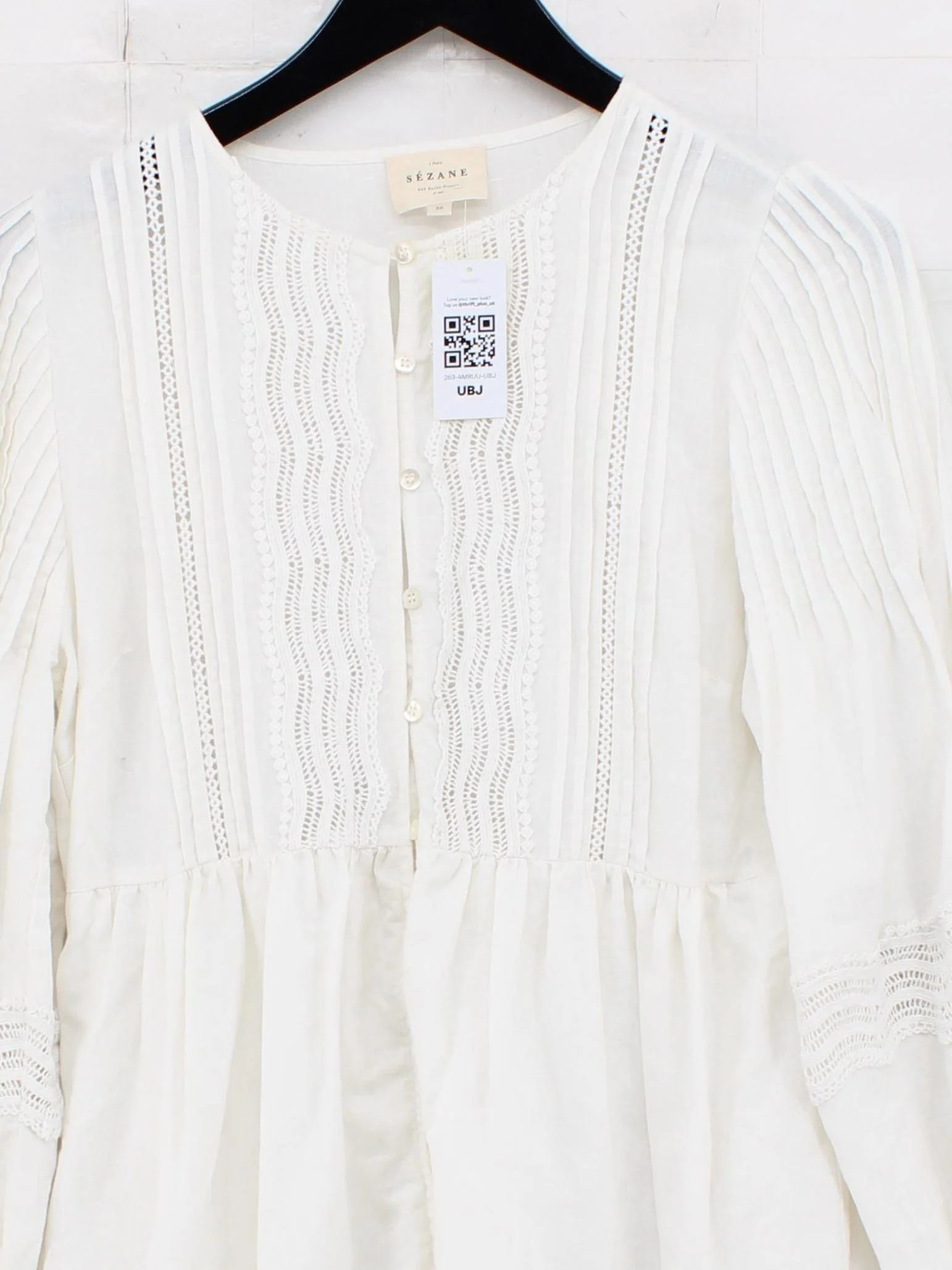 Sezane Shirt Mini Dress in White - Image 3
