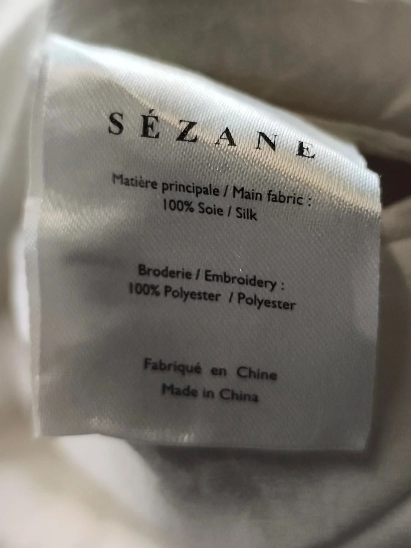 Sezane Women's Blouse UK 8 White Silk with Polyester Long Sleeve Collared Basic - Image 6
