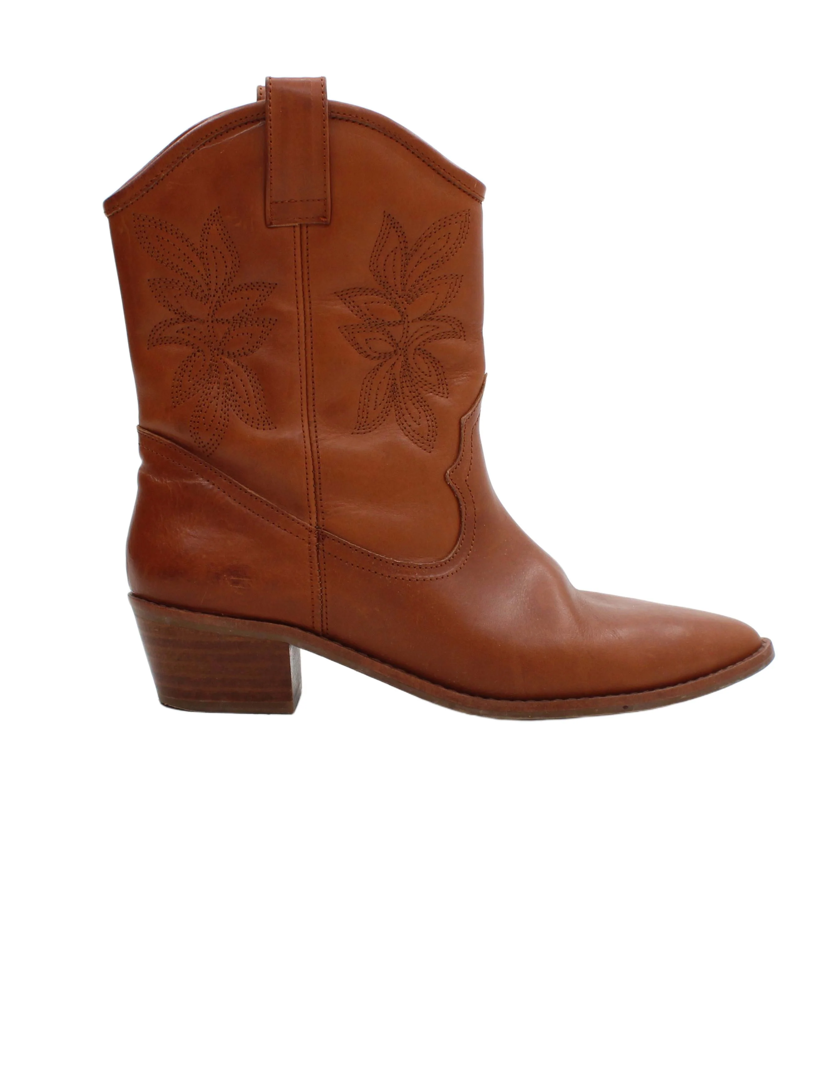 Sezane Women's Boots UK 6 Tan 100% Leather Cowboy