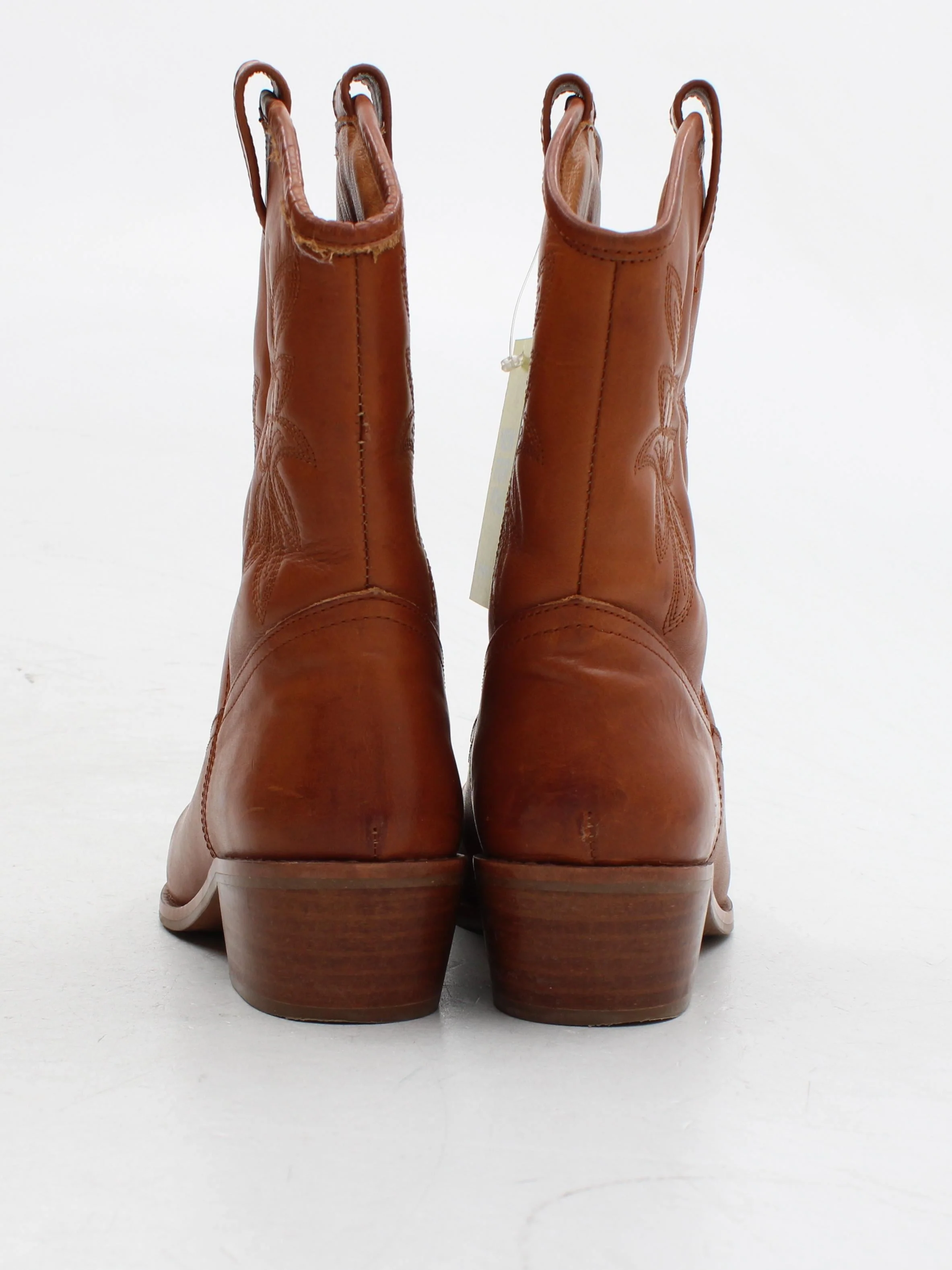 Sezane Women's Boots UK 6 Tan 100% Leather Cowboy - Image 3