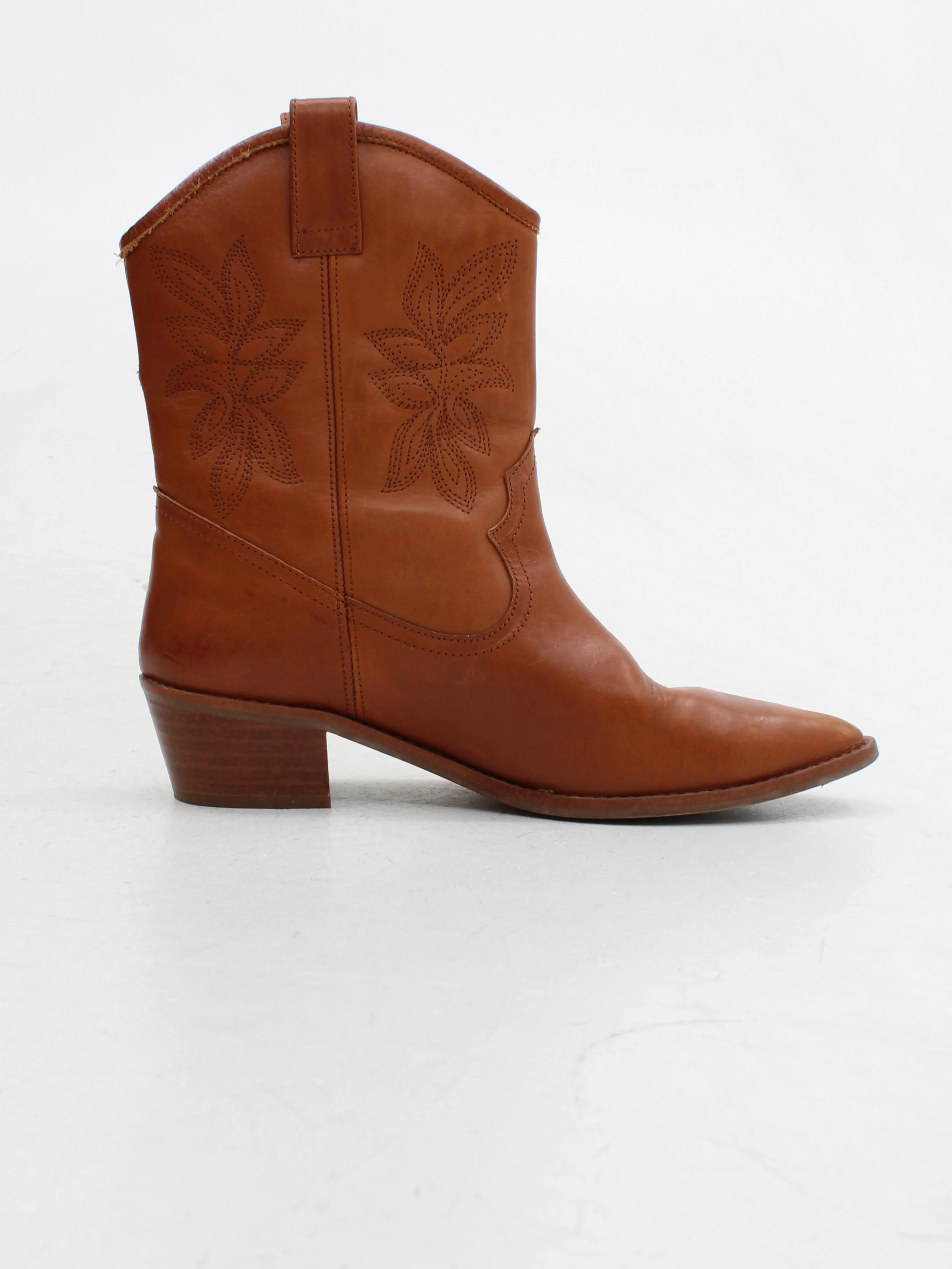 Sezane Women's Boots UK 6 Tan 100% Leather Cowboy - Image 5