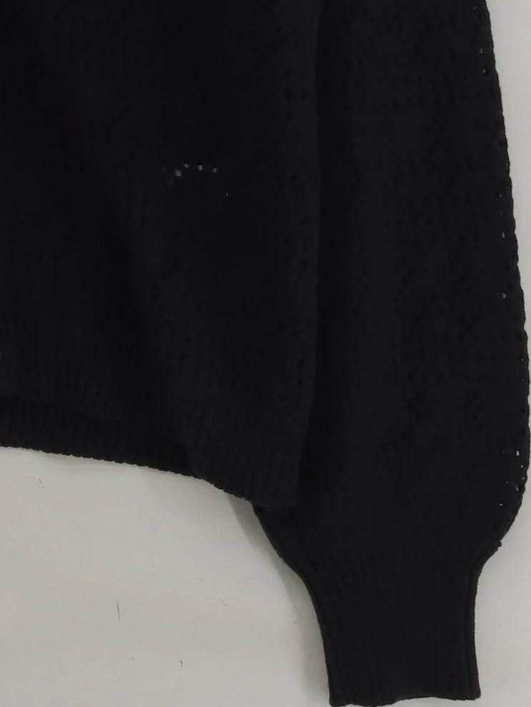 Sezane Women's Cardigan M Black Cotton with Acetate Round Neck Cardigan - Image 4
