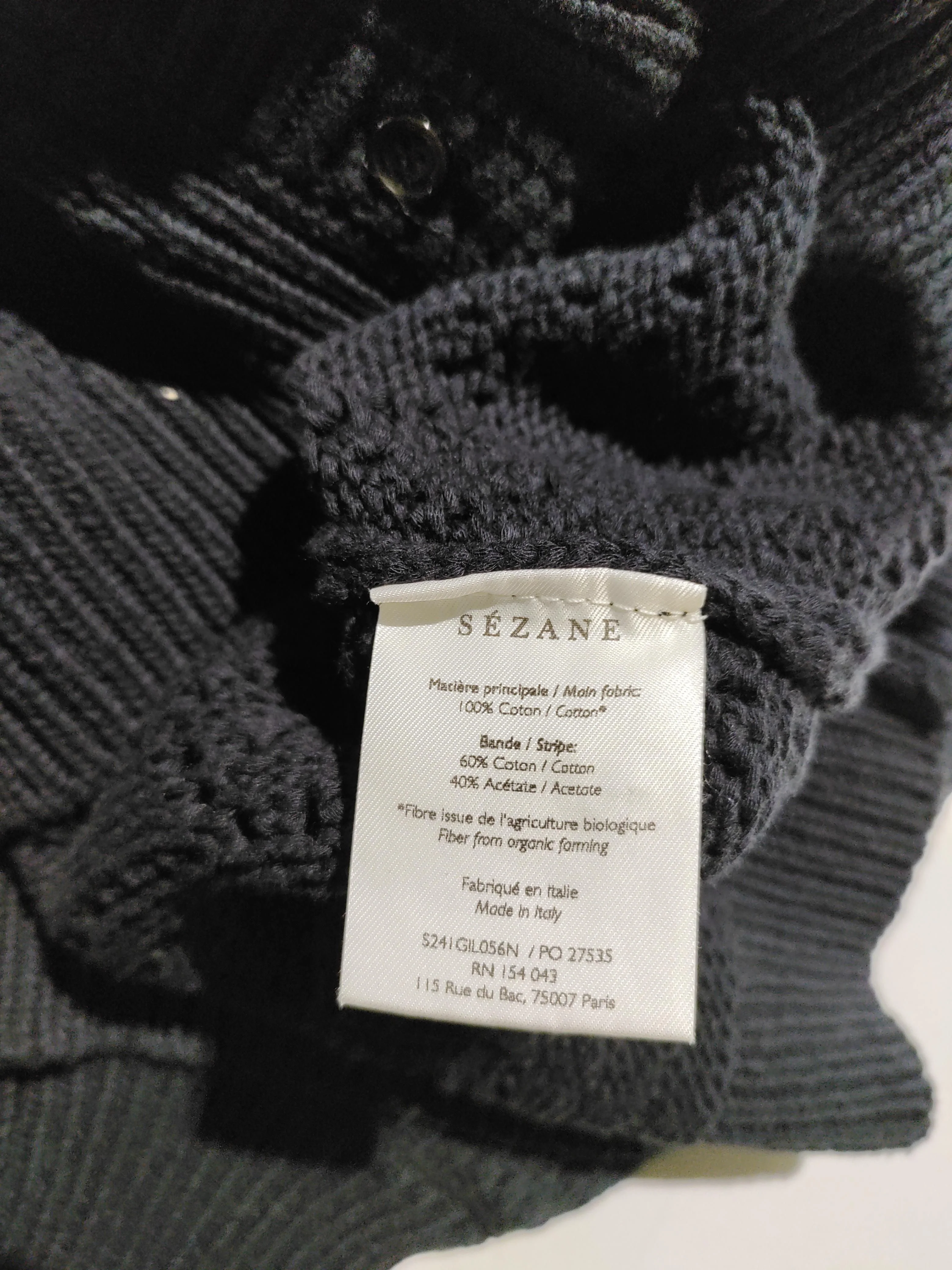 Sezane Women's Cardigan M Black Cotton with Acetate Round Neck Cardigan - Image 6