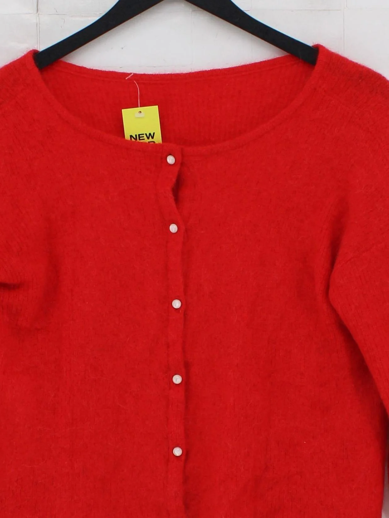 Sezane Women's Cardigan M Red Mohair with Cashmere, Polyamide Cardigan - Image 3