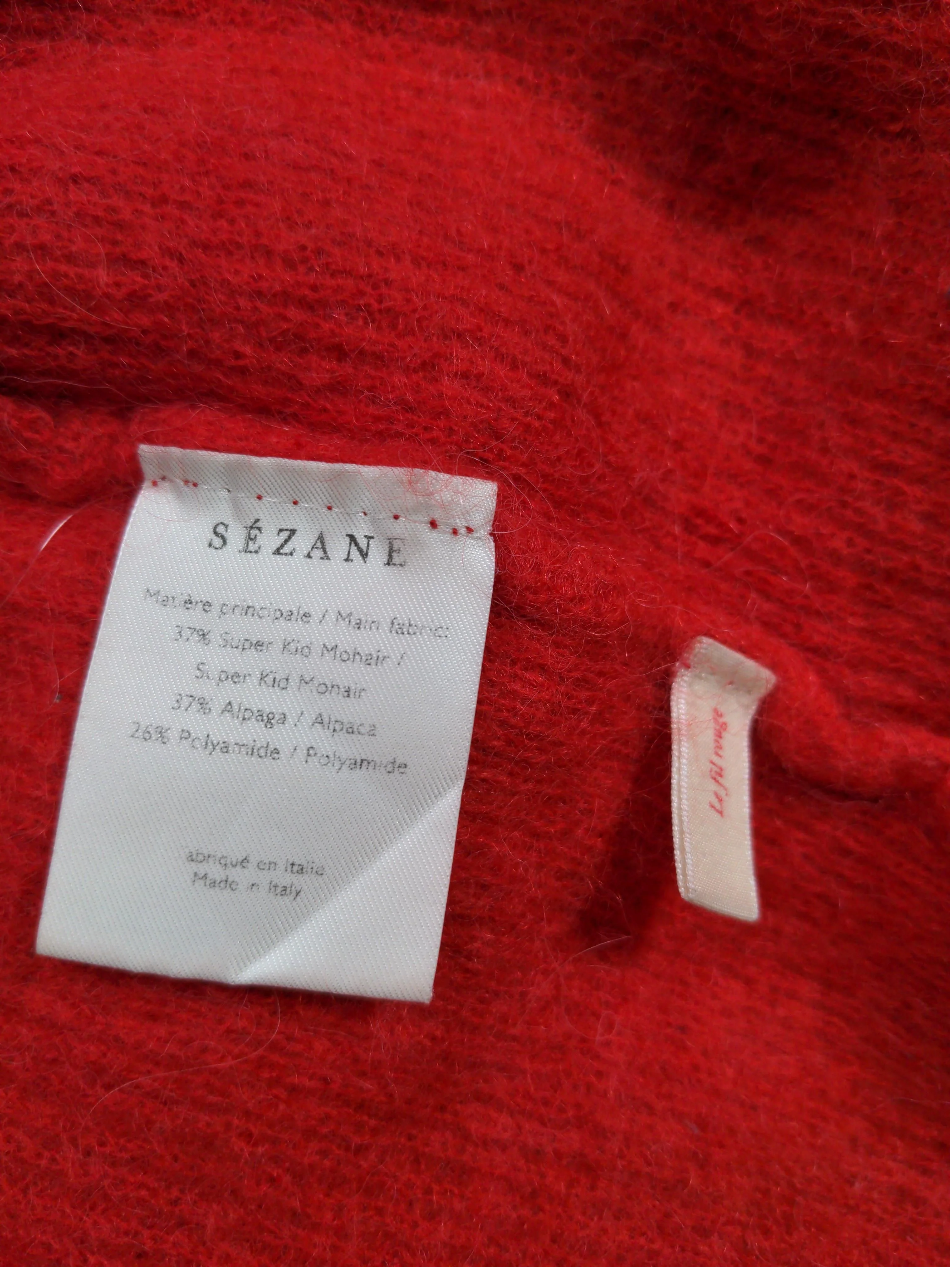 Sezane Women's Cardigan M Red Mohair with Cashmere, Polyamide Cardigan - Image 5
