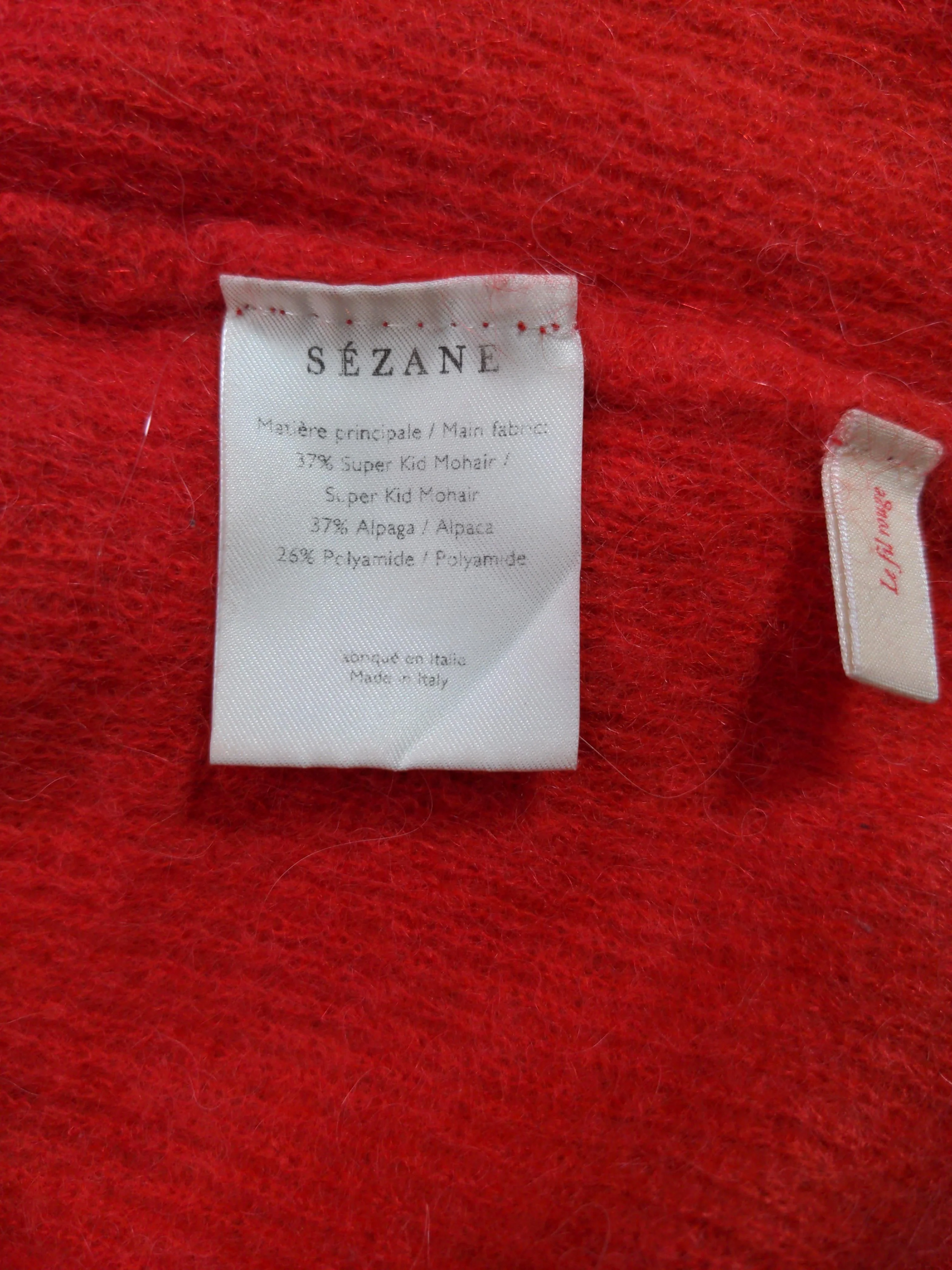 Sezane Women's Cardigan M Red Mohair with Cashmere, Polyamide Cardigan - Image 6