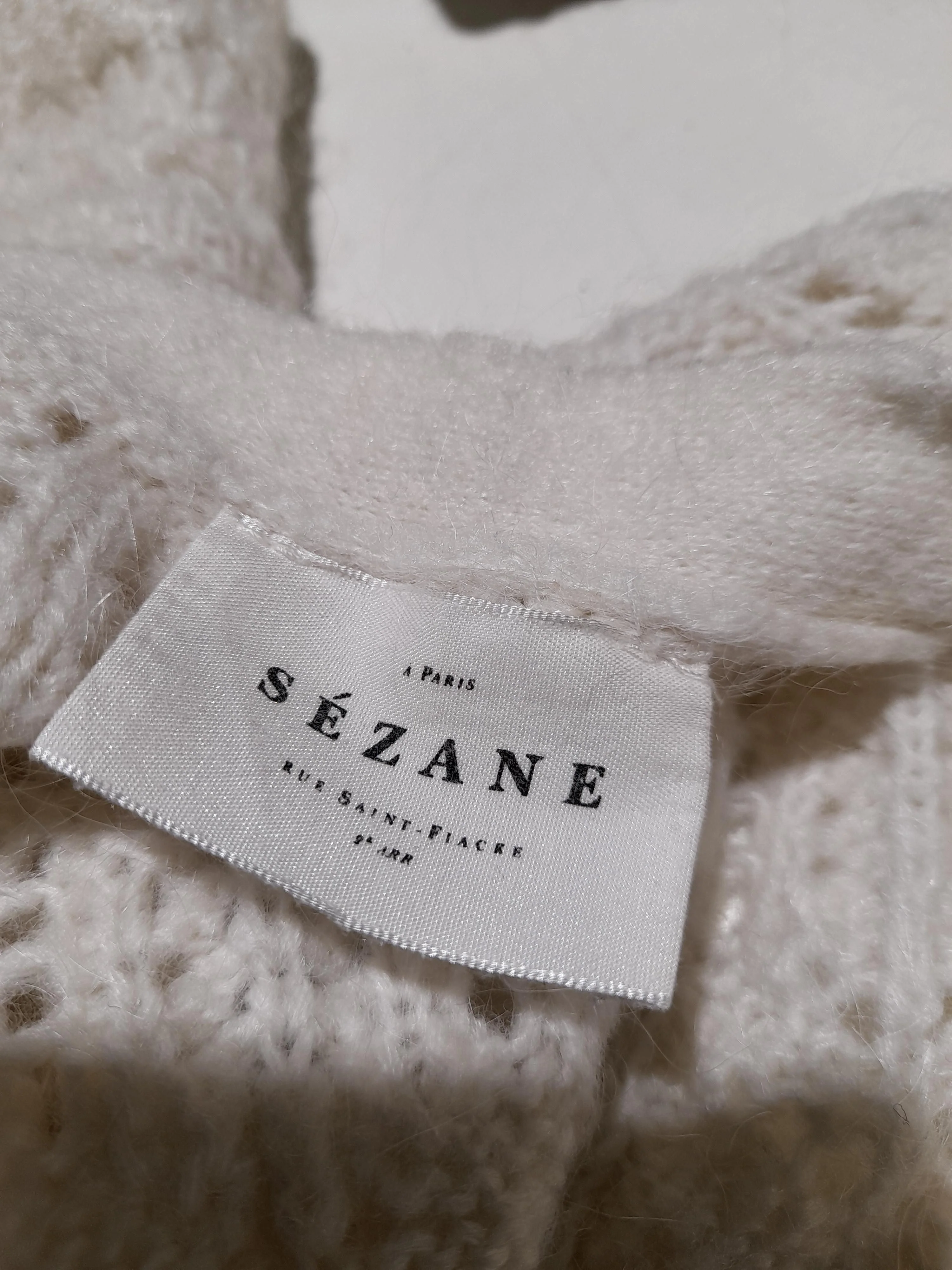 Sezane Women's Cardigan S Cream Polyamide with Mohair, Wool V-Neck Cardigan - Image 6