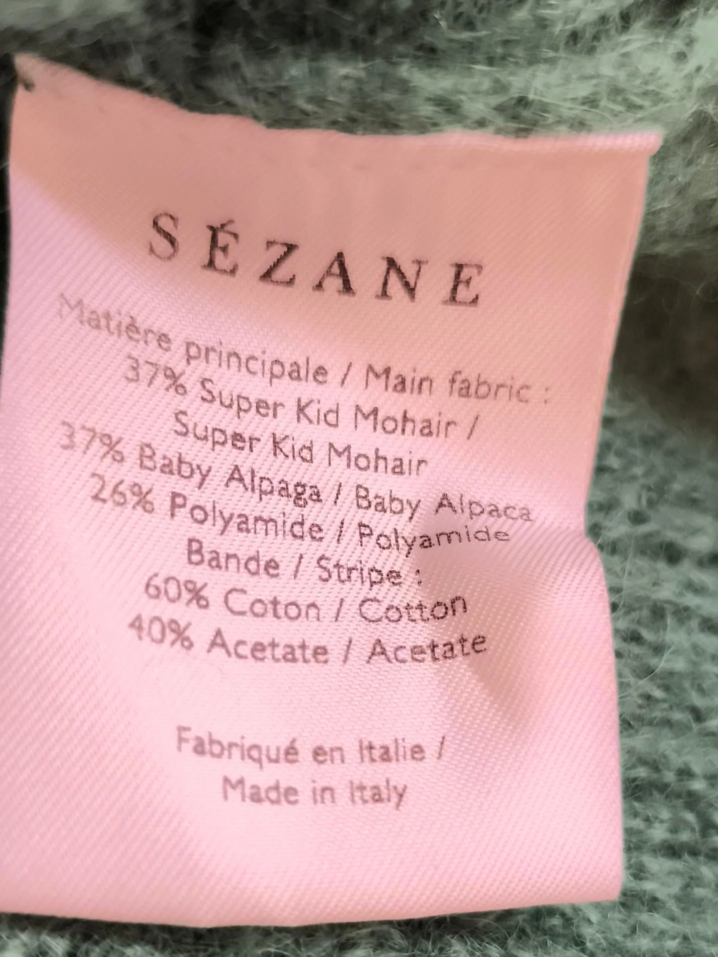Sezane Women's Cardigan XS Green Mohair with Wool, Polyamide Round Neck Cardigan - Image 6