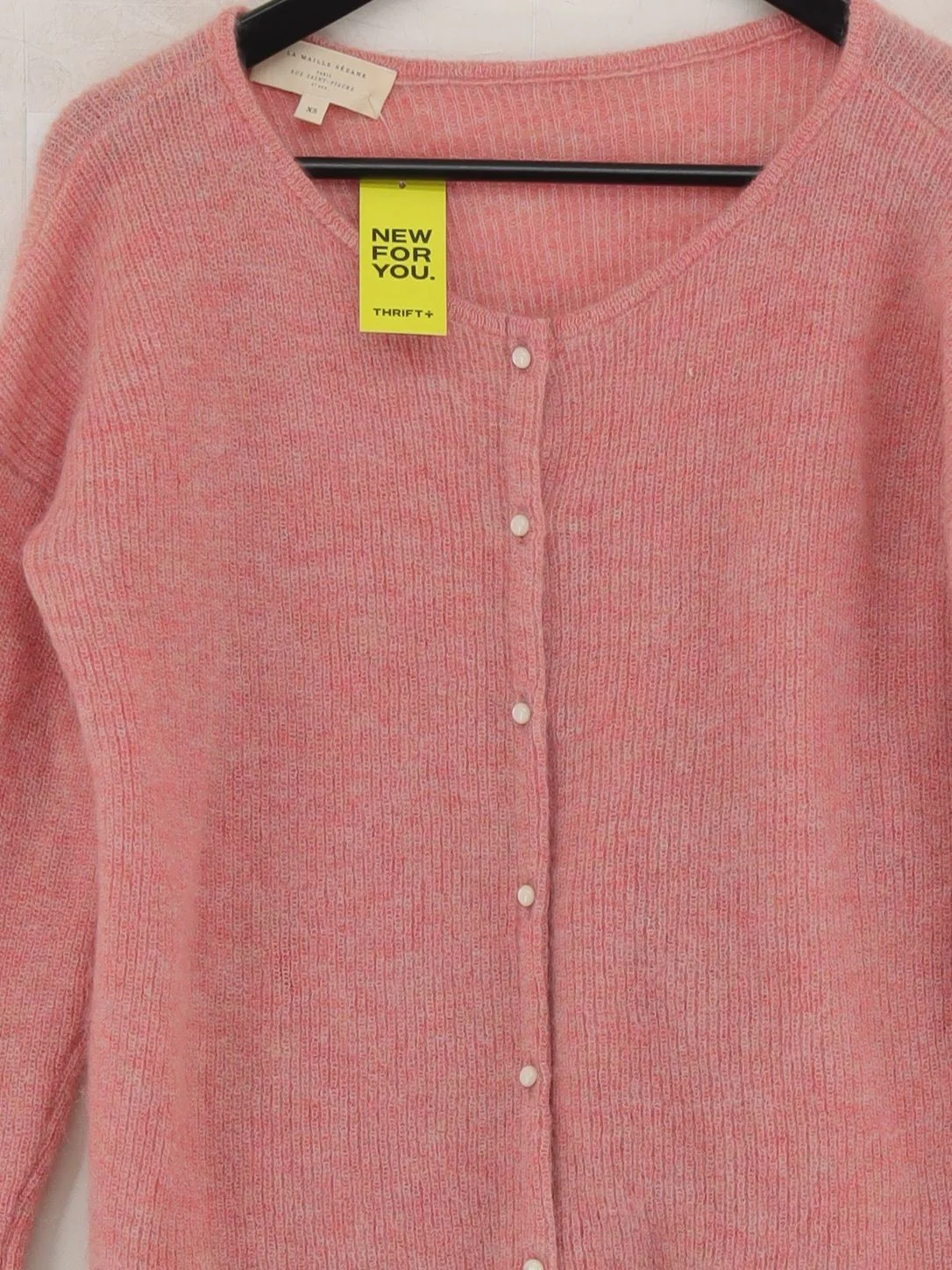 Sezane Women's Cardigan XS Pink Mohair with Polyamide, Other Round Neck Cardigan - Image 3