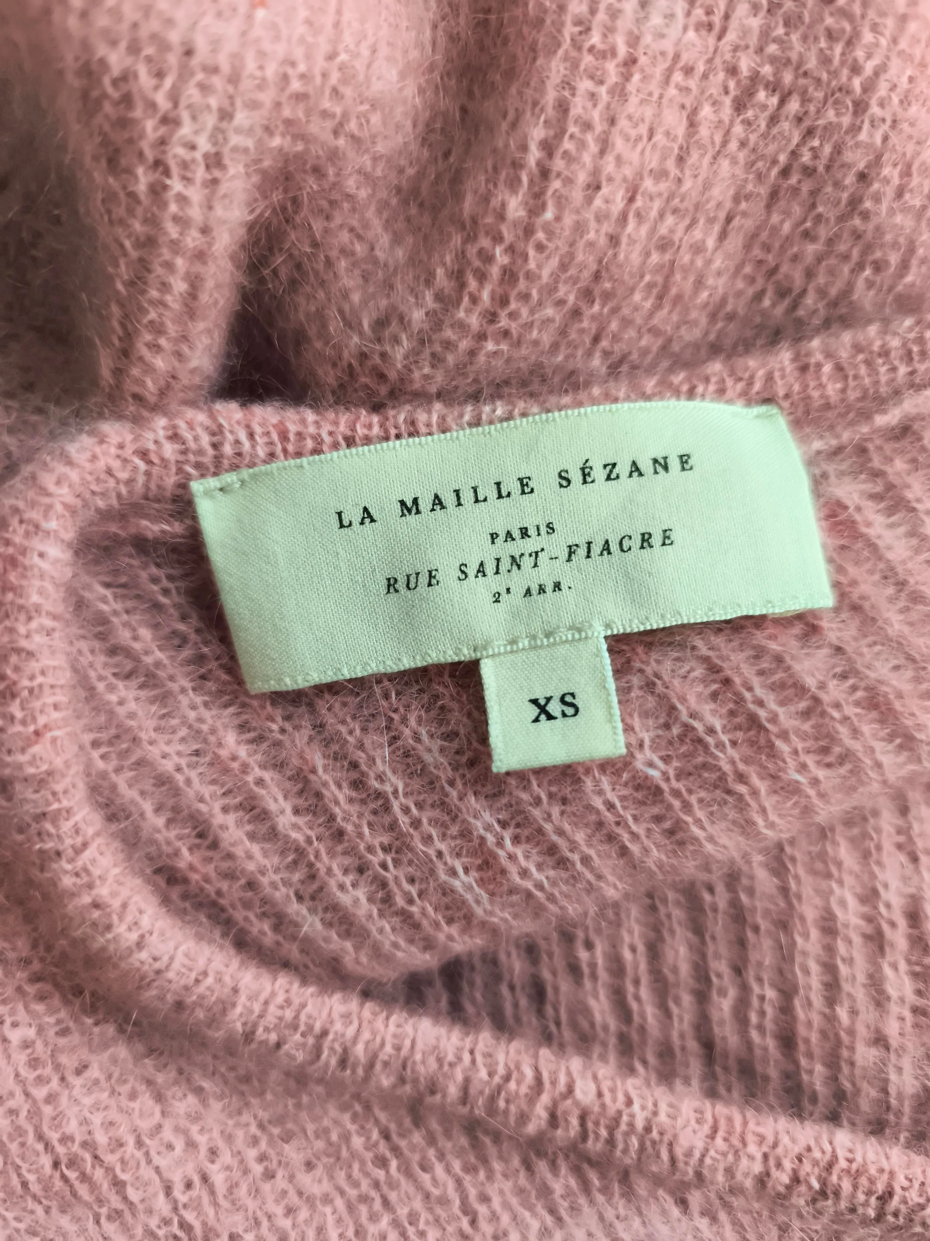 Sezane Women's Cardigan XS Pink Mohair with Polyamide, Other Round Neck Cardigan - Image 5