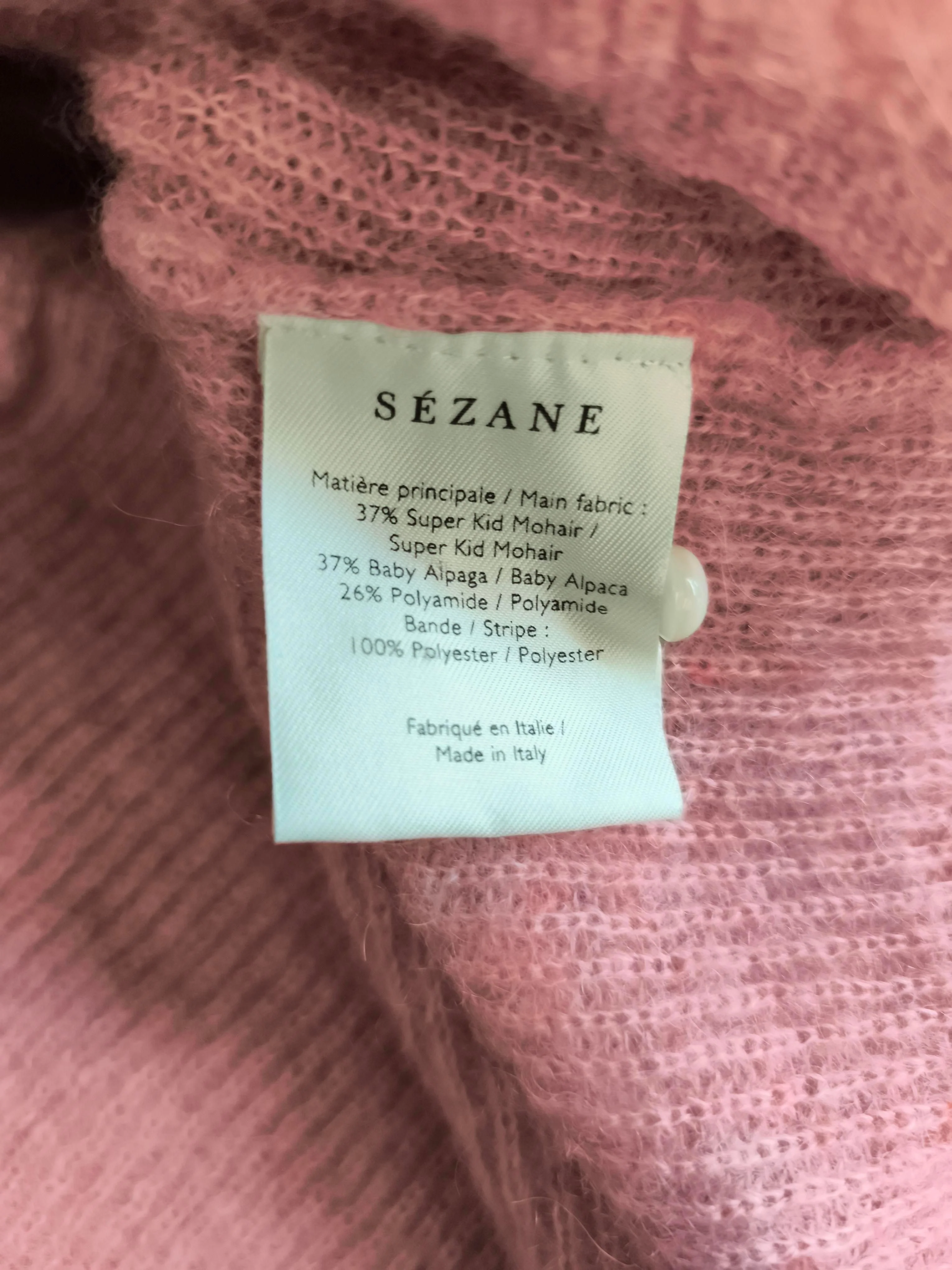 Sezane Women's Cardigan XS Pink Mohair with Polyamide, Other Round Neck Cardigan - Image 6