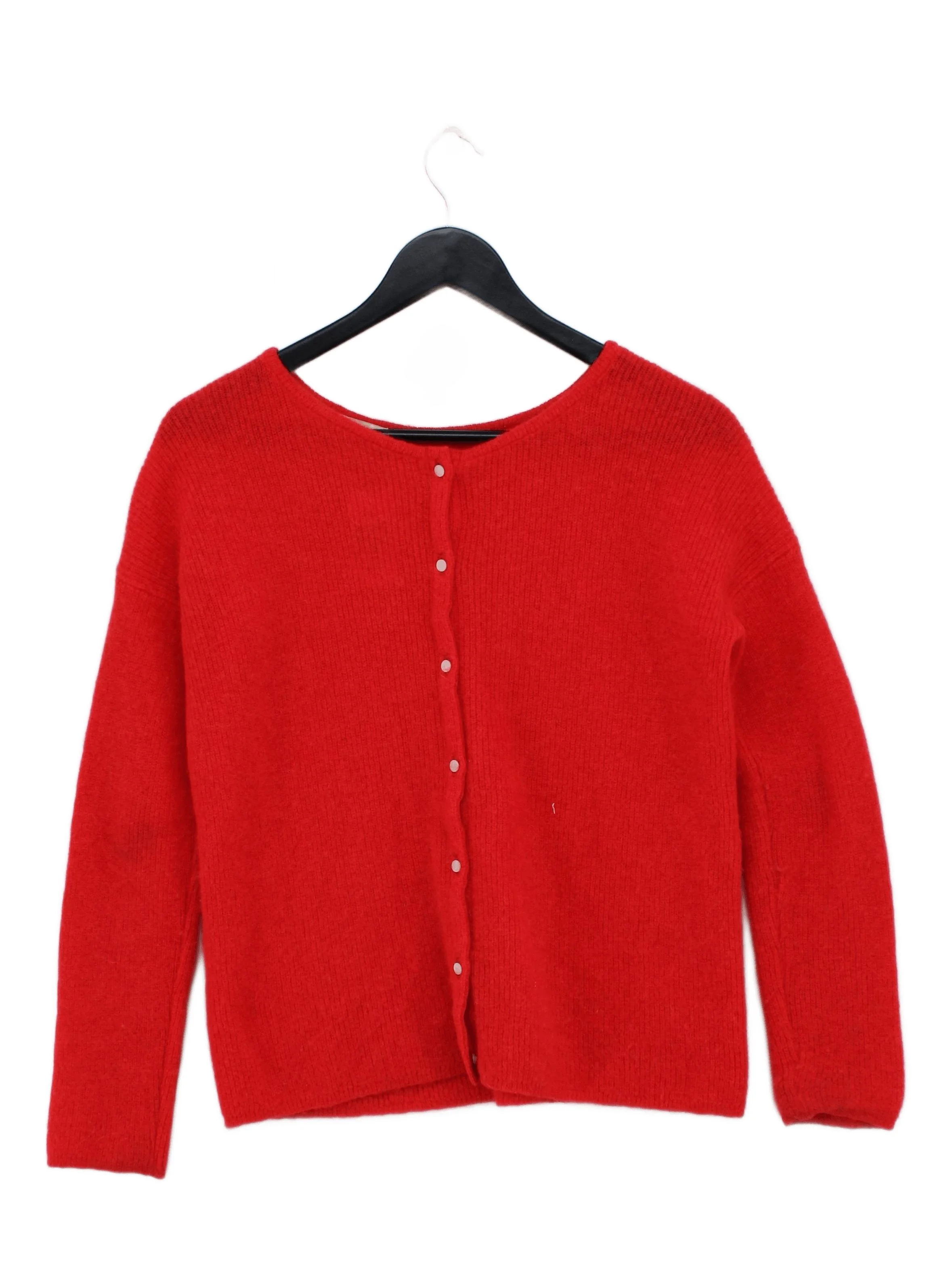 Sezane Women's Cardigan XS Red Mohair with Wool, Polyamide Round Neck Cardigan