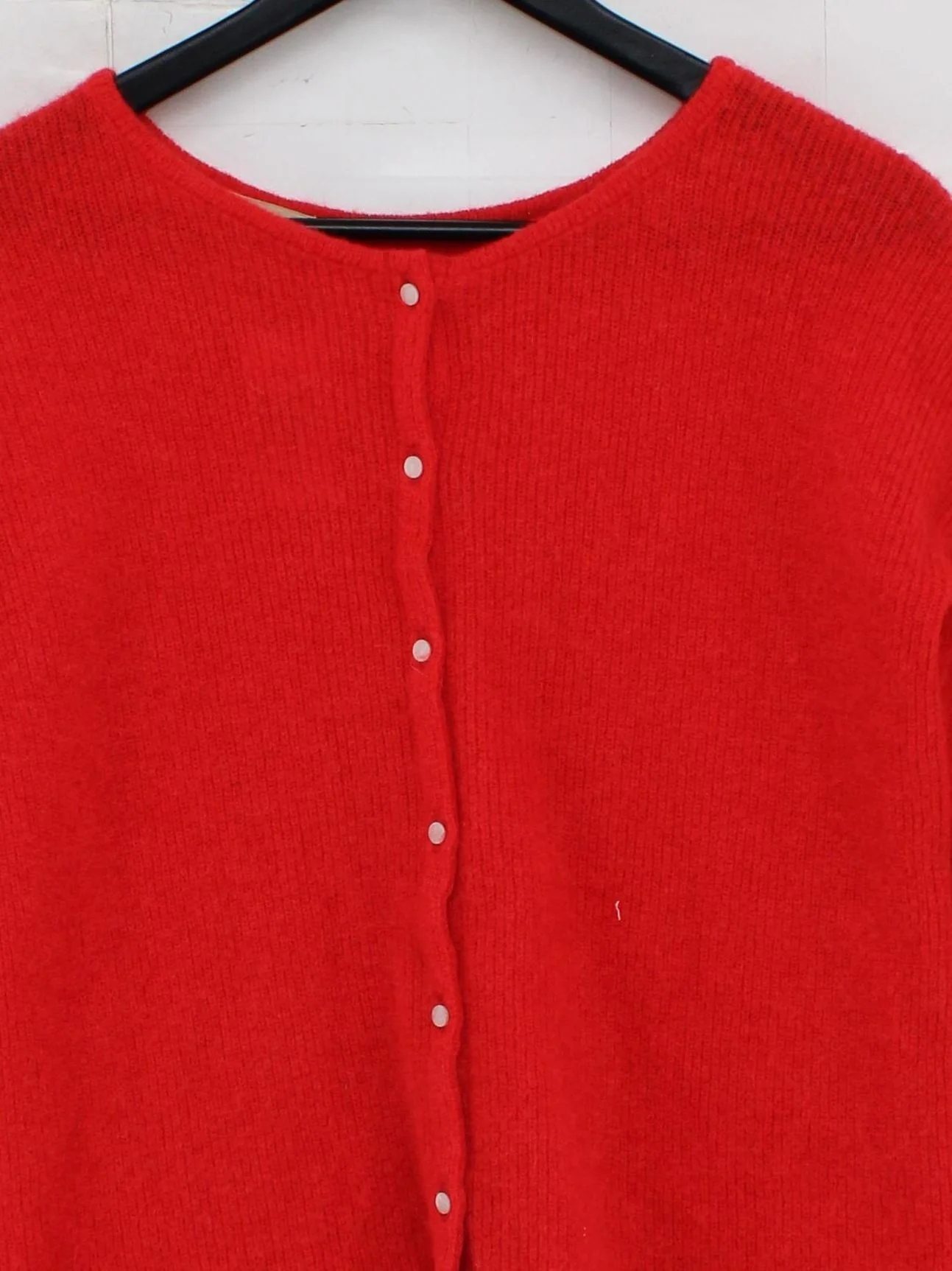 Sezane Women's Cardigan XS Red Mohair with Wool, Polyamide Round Neck Cardigan - Image 3