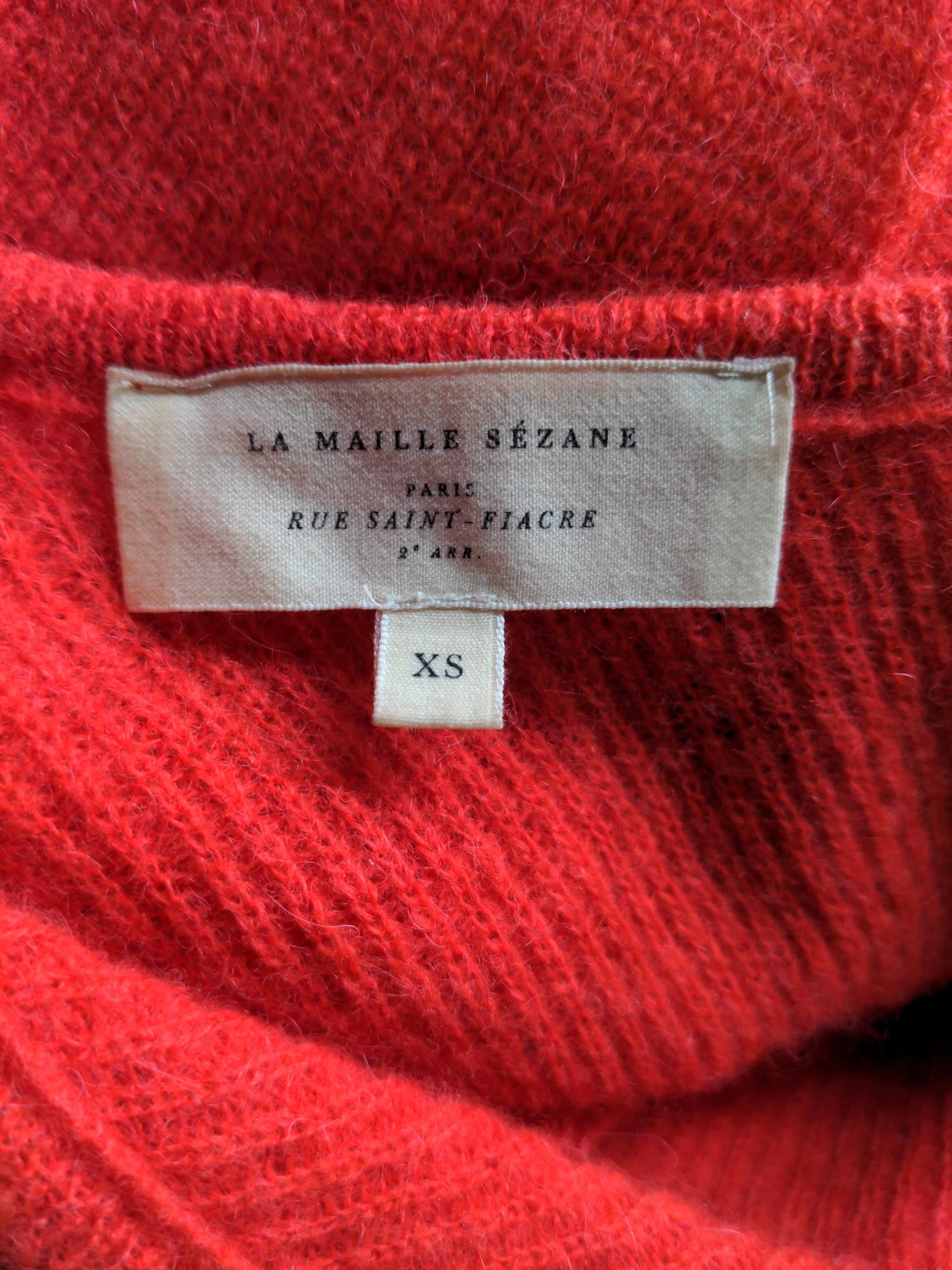 Sezane Women's Cardigan XS Red Mohair with Wool, Polyamide Round Neck Cardigan - Image 5