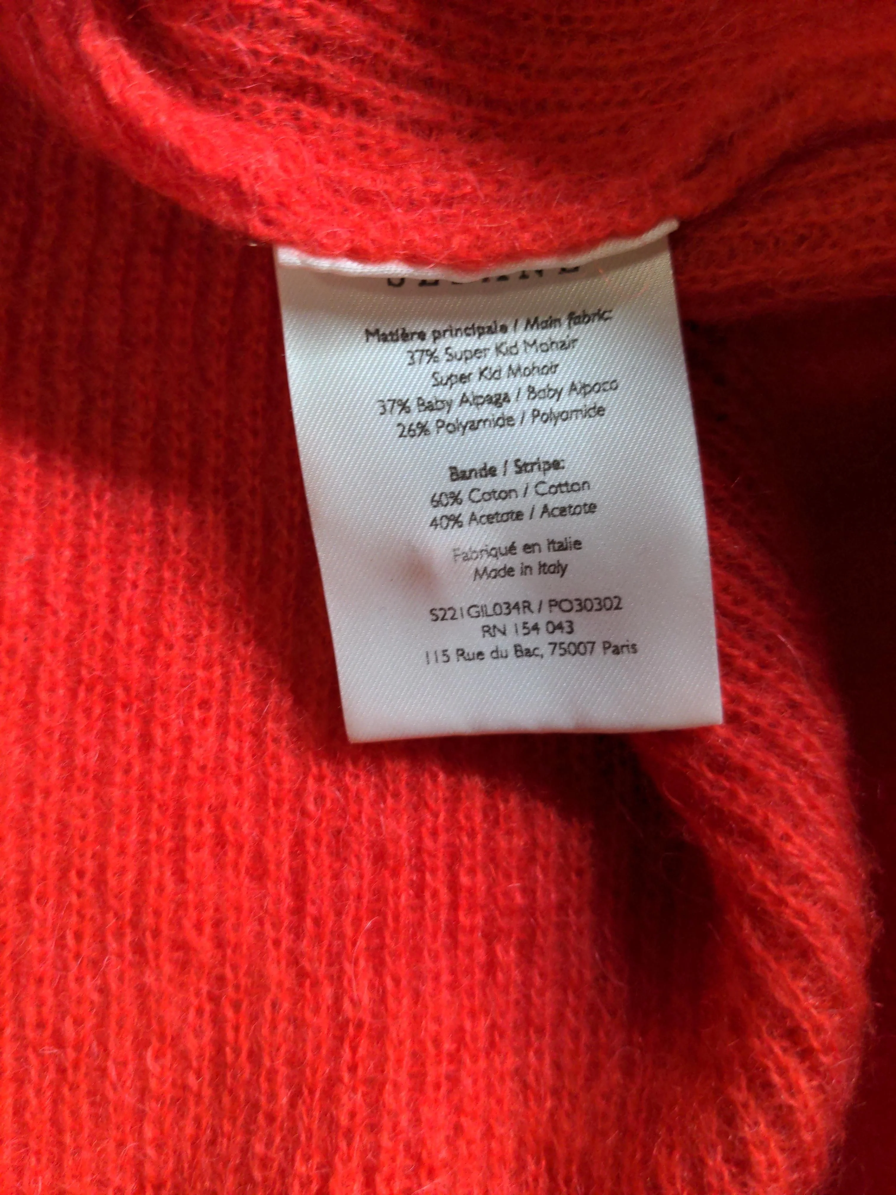 Sezane Women's Cardigan XS Red Mohair with Wool, Polyamide Round Neck Cardigan - Image 6