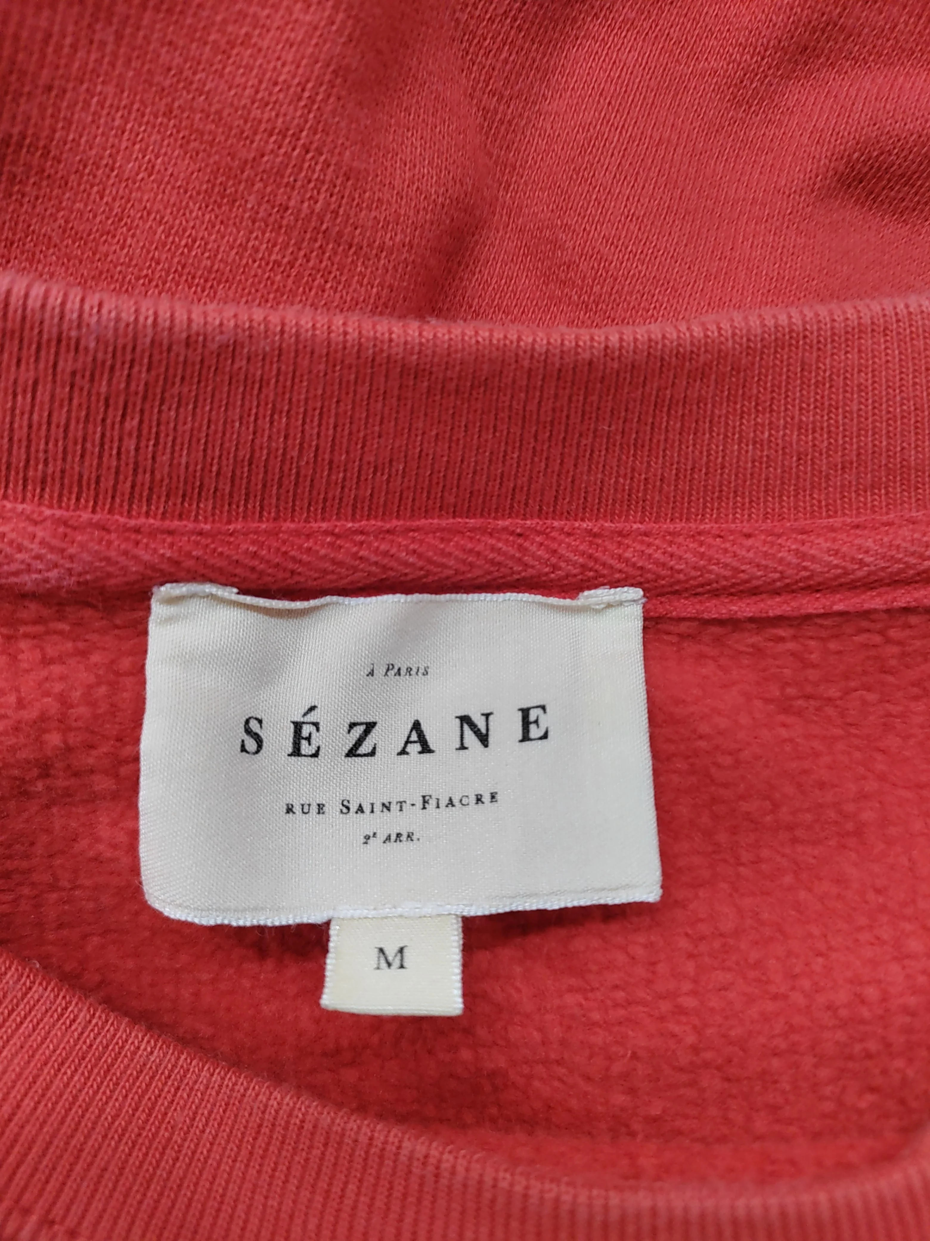 Sezane Women's Hoodie M Red Graphic 100% Cotton Pullover - Image 6