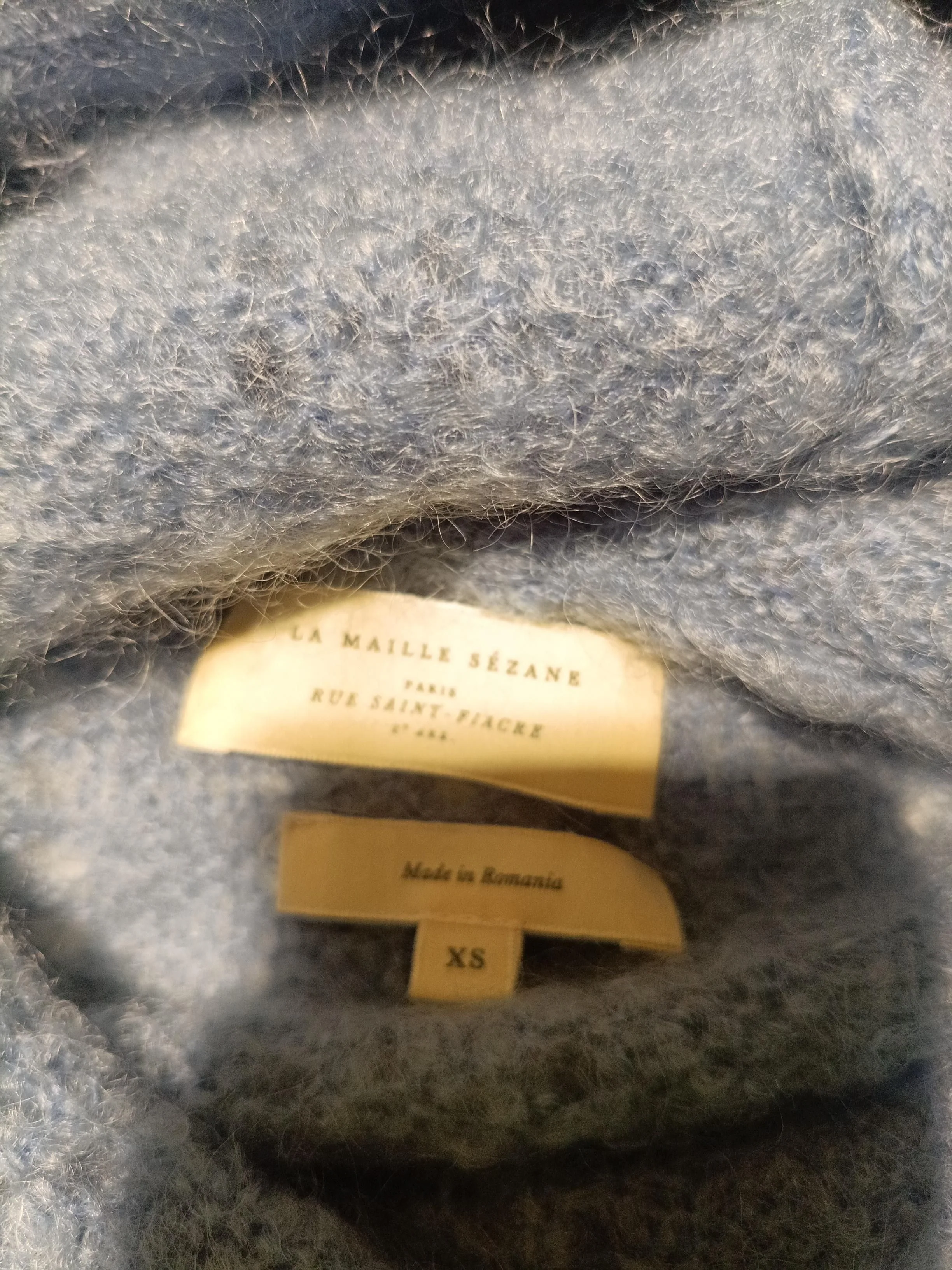 Sezane Women's Hoodie XS Blue Mohair with Polyamide, Elastane Pullover - Image 5