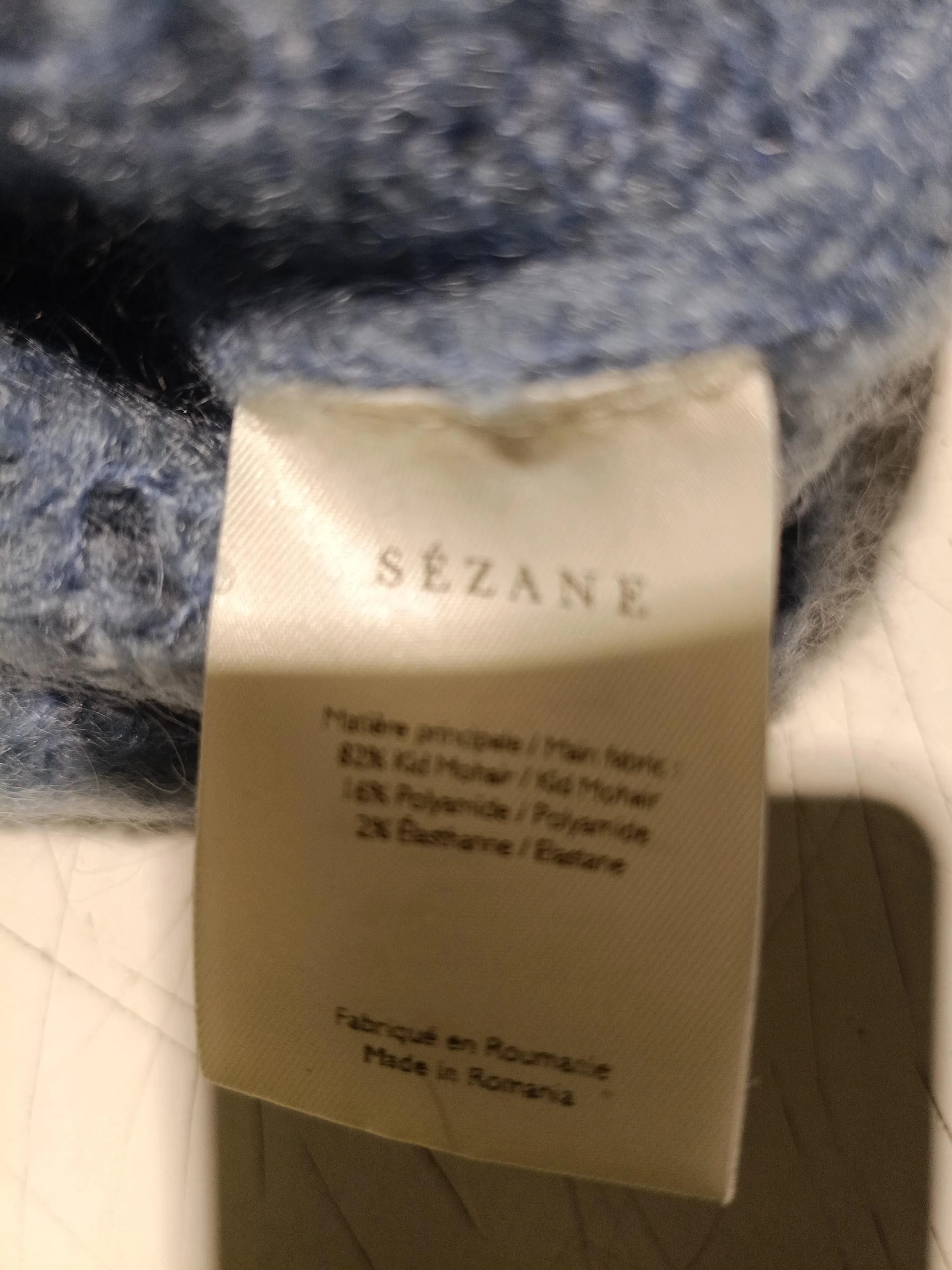 Sezane Women's Hoodie XS Blue Mohair with Polyamide, Elastane Pullover - Image 6