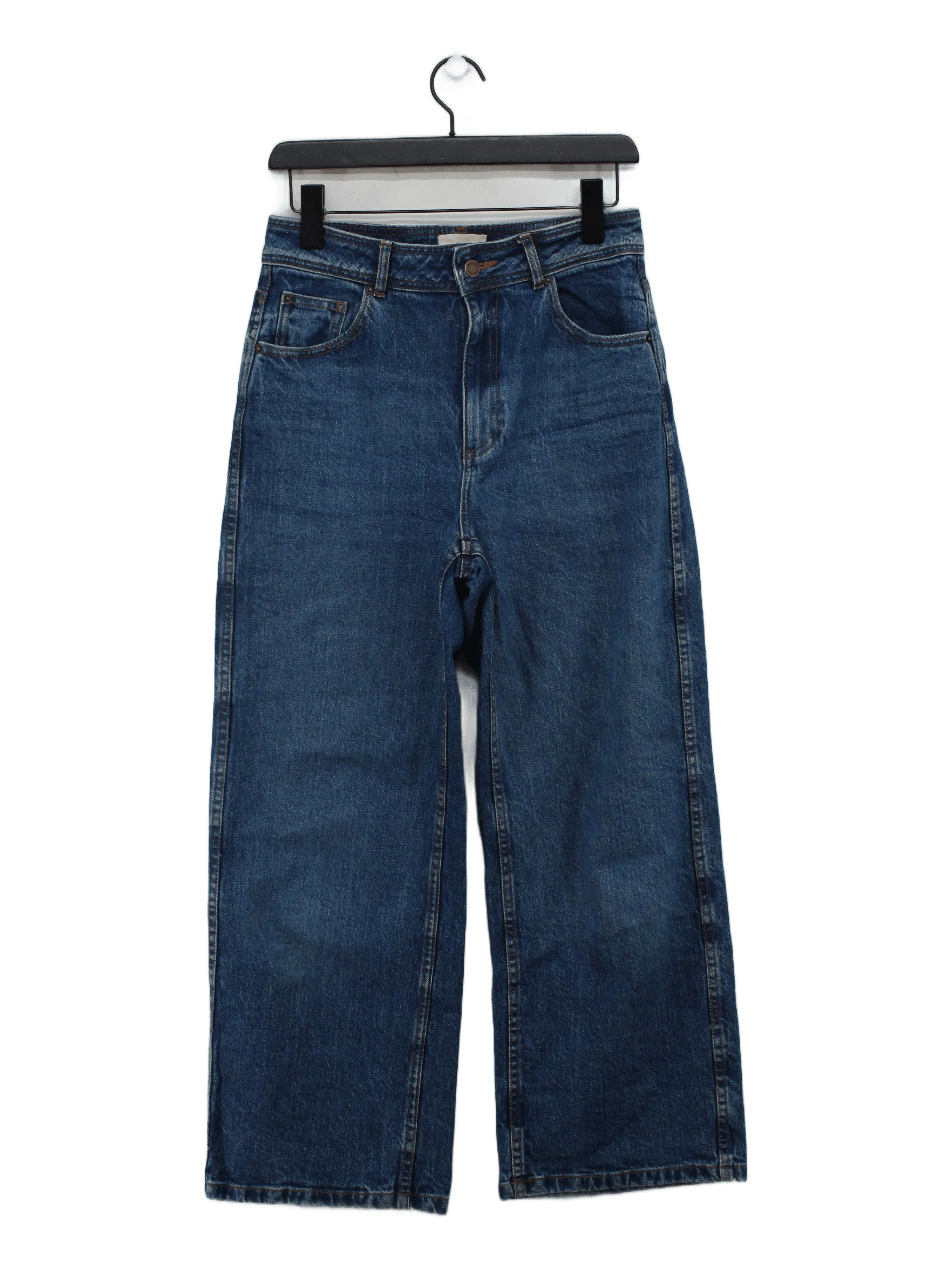 Sezane Women's Jeans UK 10 Blue Cotton with Elastane Wide-Leg