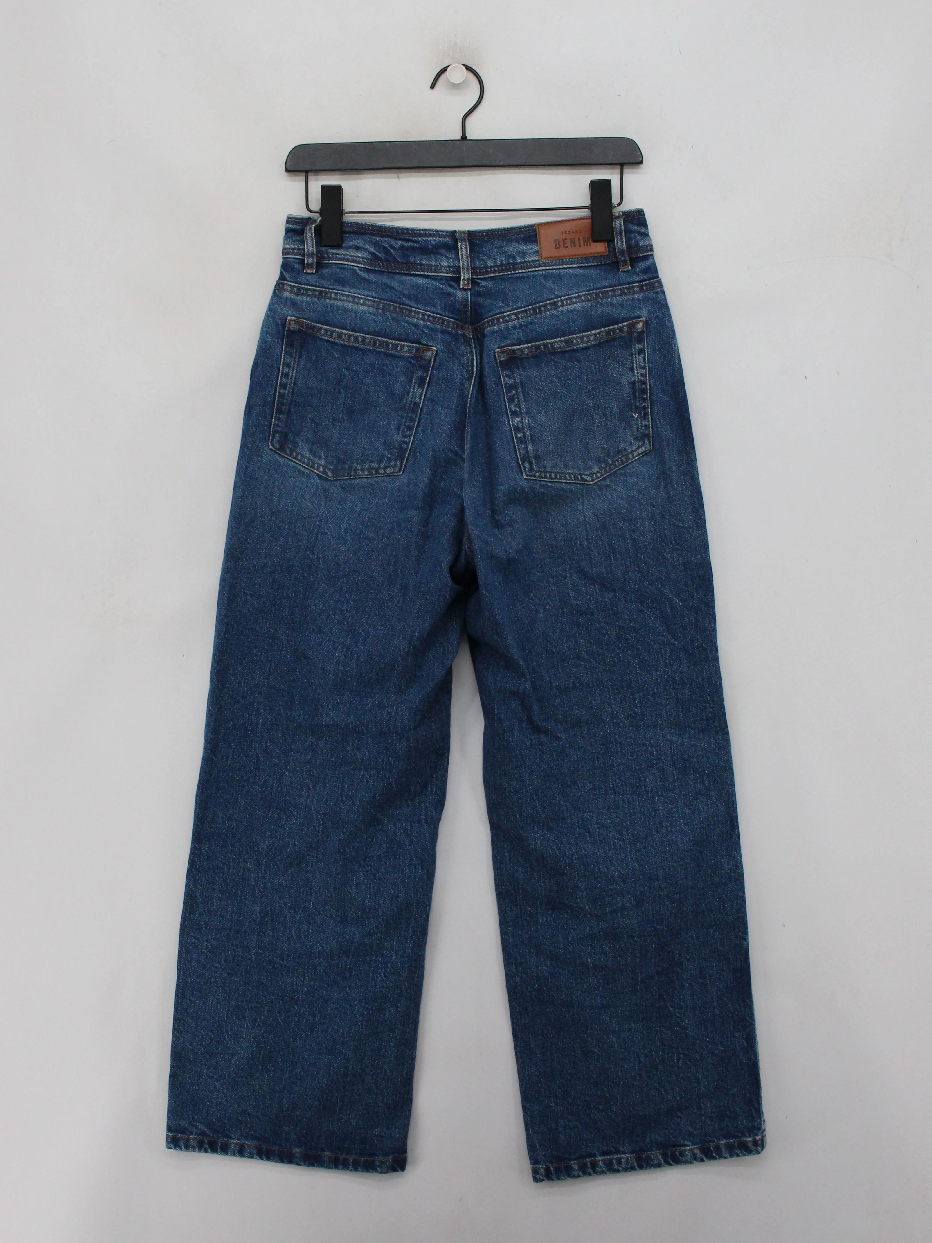 Sezane Women's Jeans UK 10 Blue Cotton with Elastane Wide-Leg - Image 2