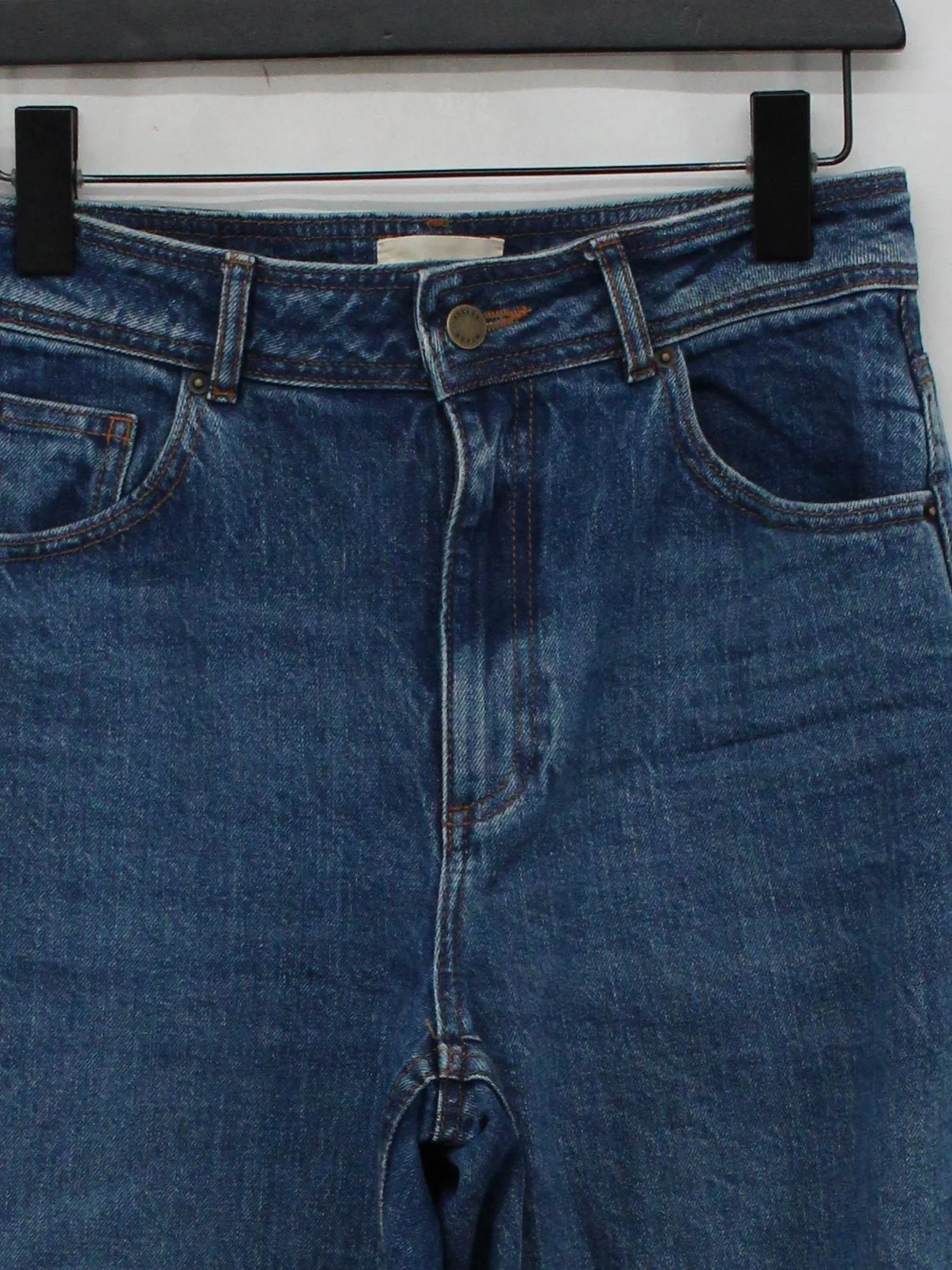 Sezane Women's Jeans UK 10 Blue Cotton with Elastane Wide-Leg - Image 3