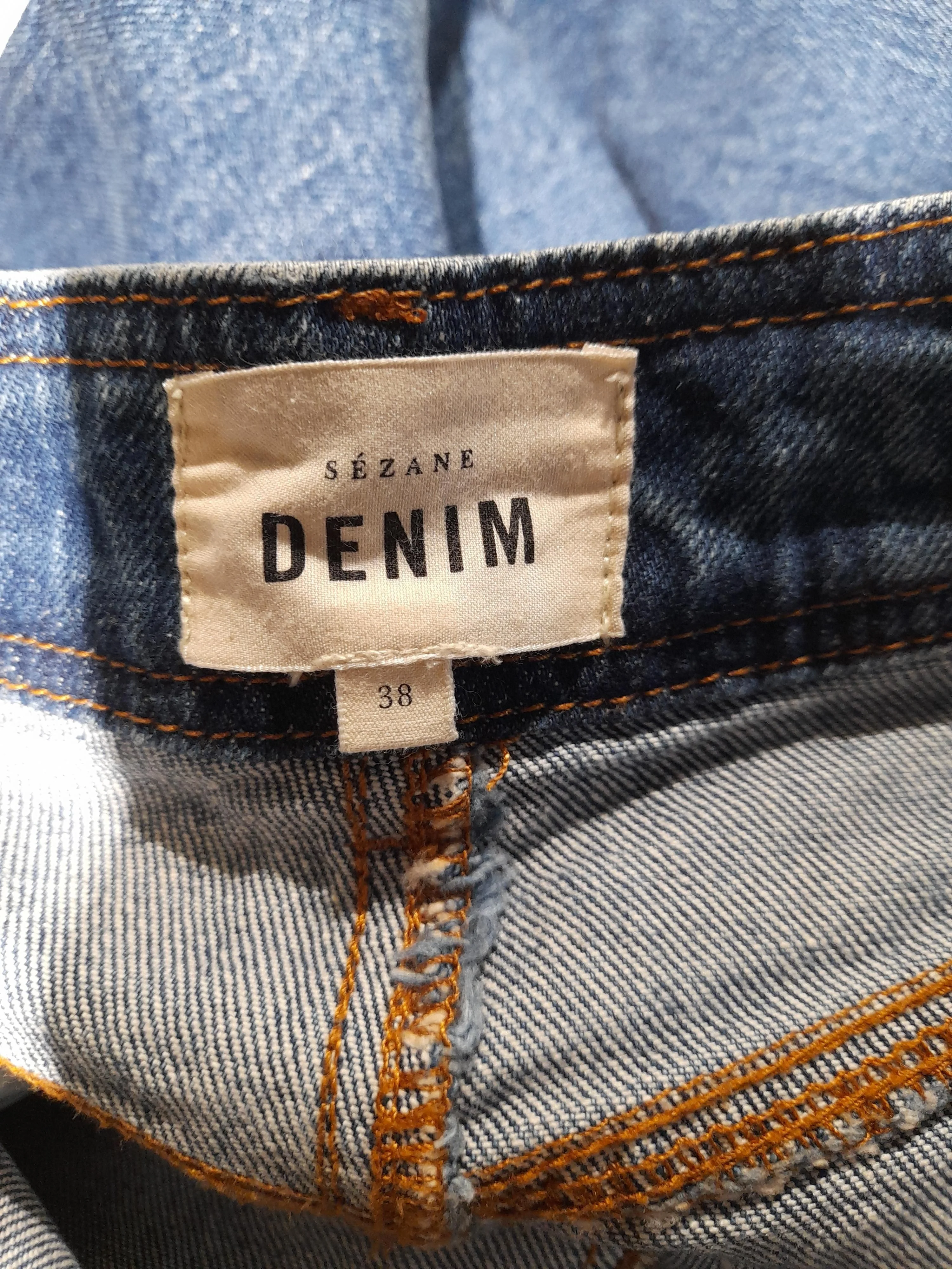Sezane Women's Jeans UK 10 Blue Cotton with Elastane Wide-Leg - Image 5