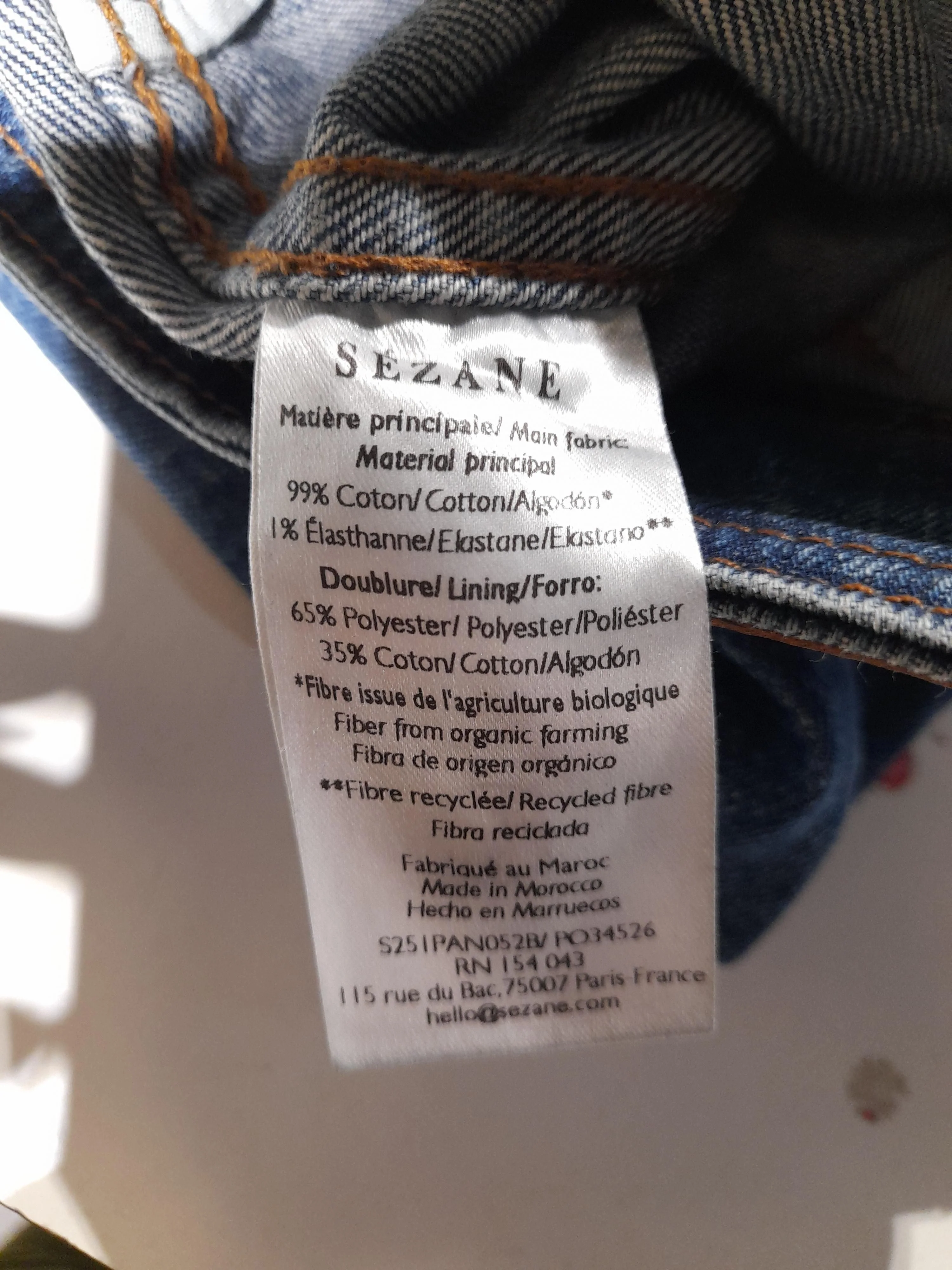 Sezane Women's Jeans UK 10 Blue Cotton with Elastane Wide-Leg - Image 6