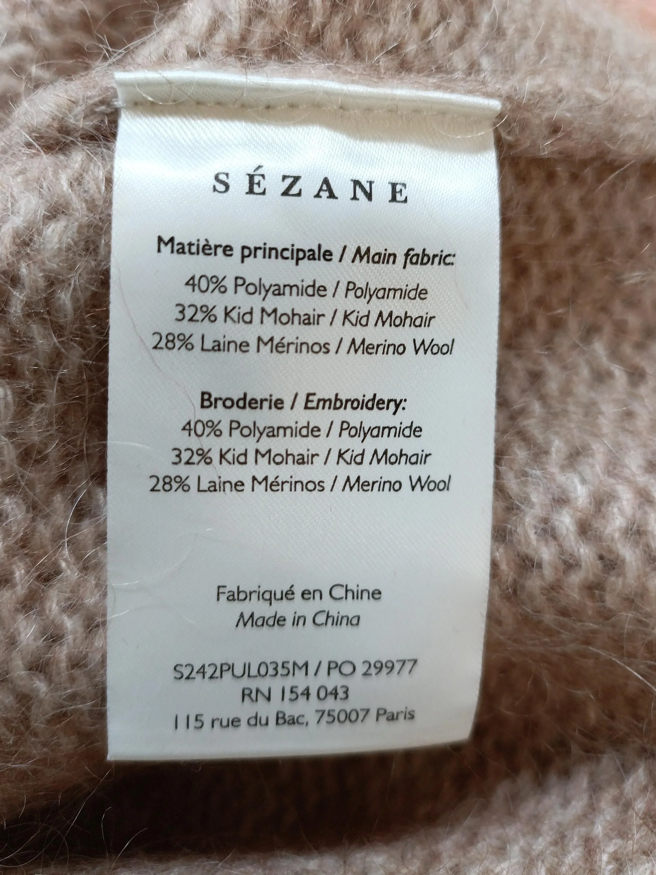 Sezane Women's Jumper L Tan Polyamide with Mohair, Wool Pullover - Image 6