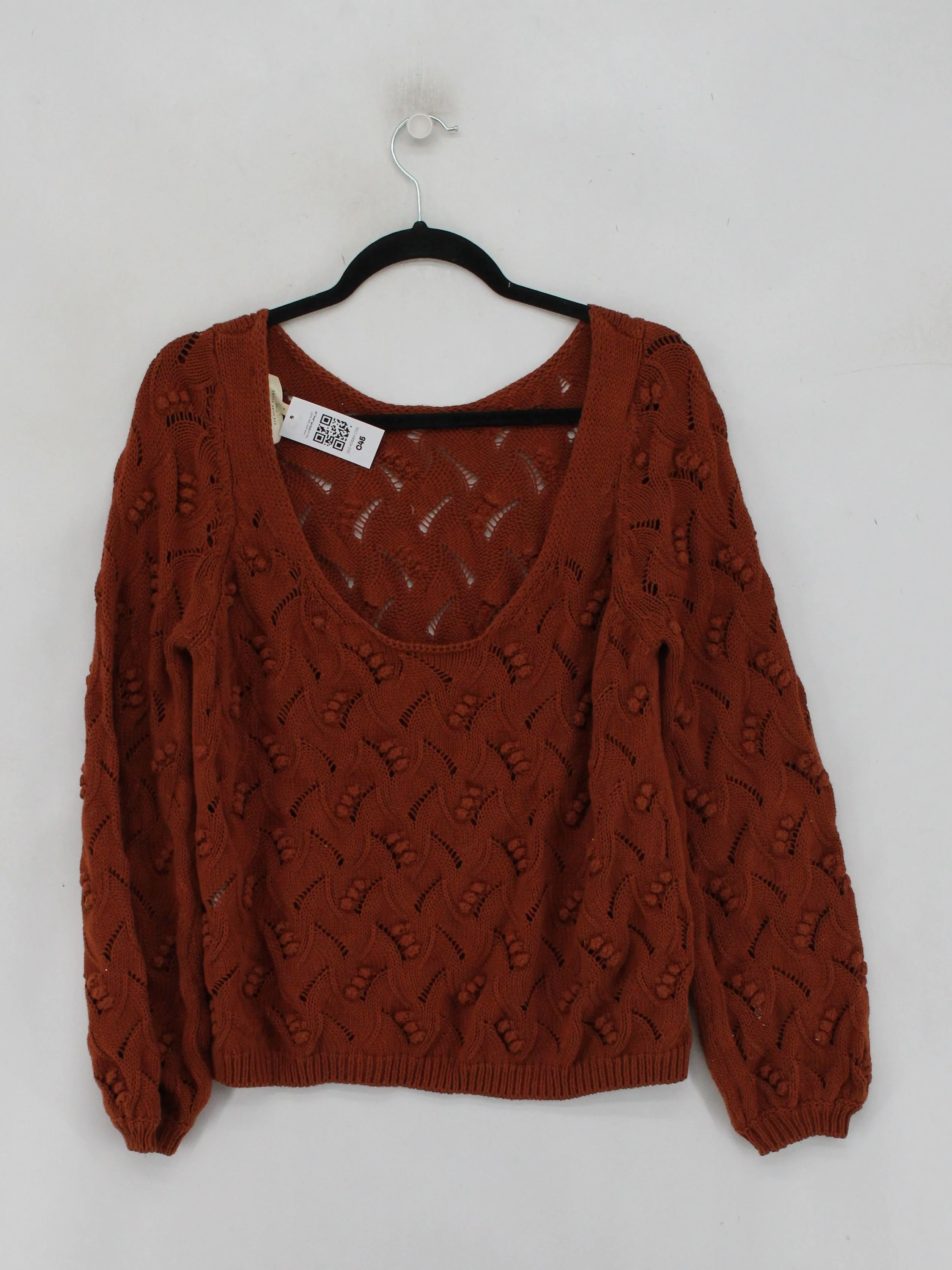 Sezane Women's Jumper M Brown 100% Cotton V-Neck Pullover - Image 2