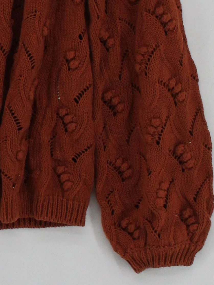 Sezane Women's Jumper M Brown 100% Cotton V-Neck Pullover - Image 4