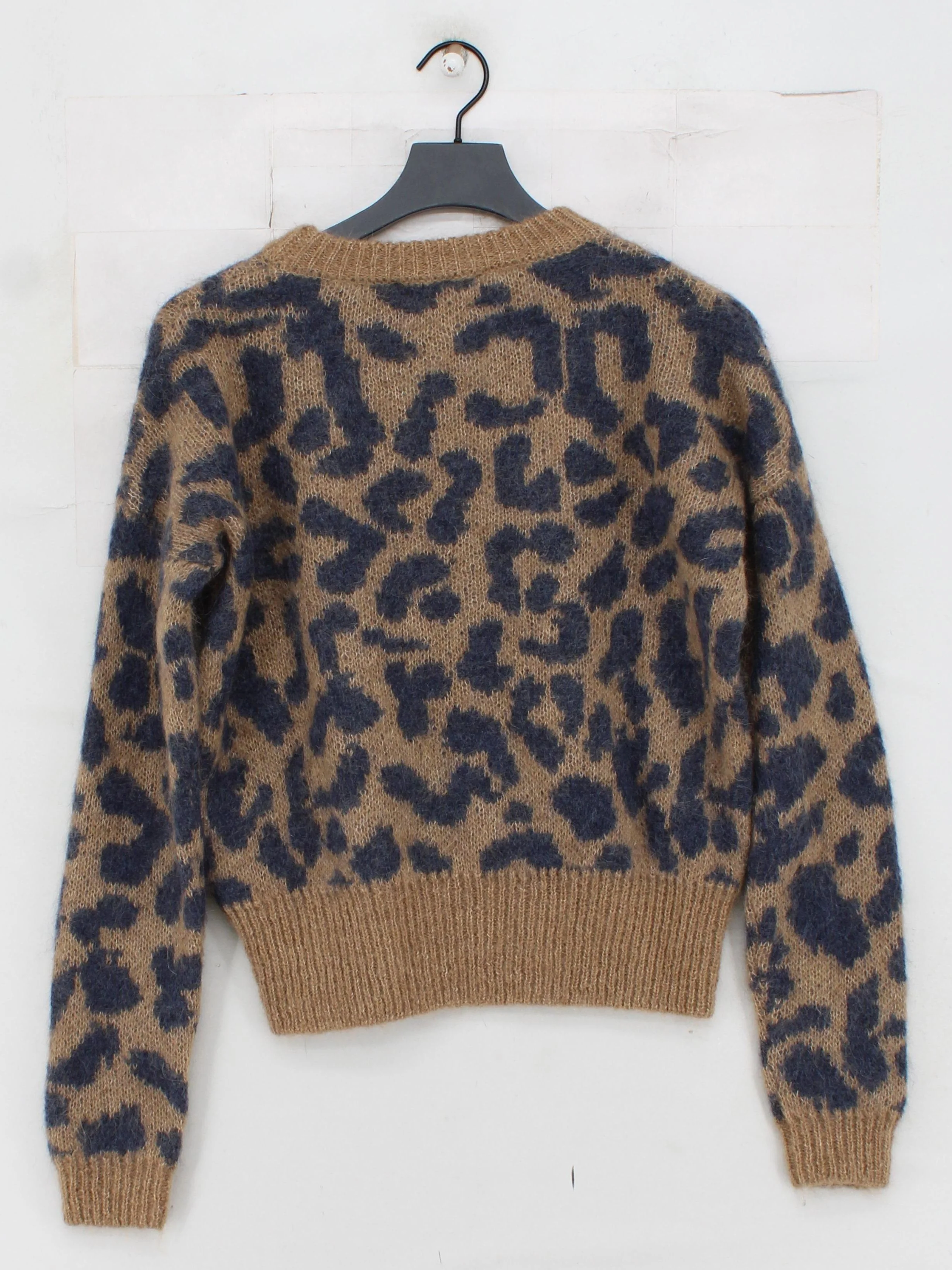 Sezane Women's Jumper S Brown Animal Print 100% Wool Crew Neck Pullover - Image 2