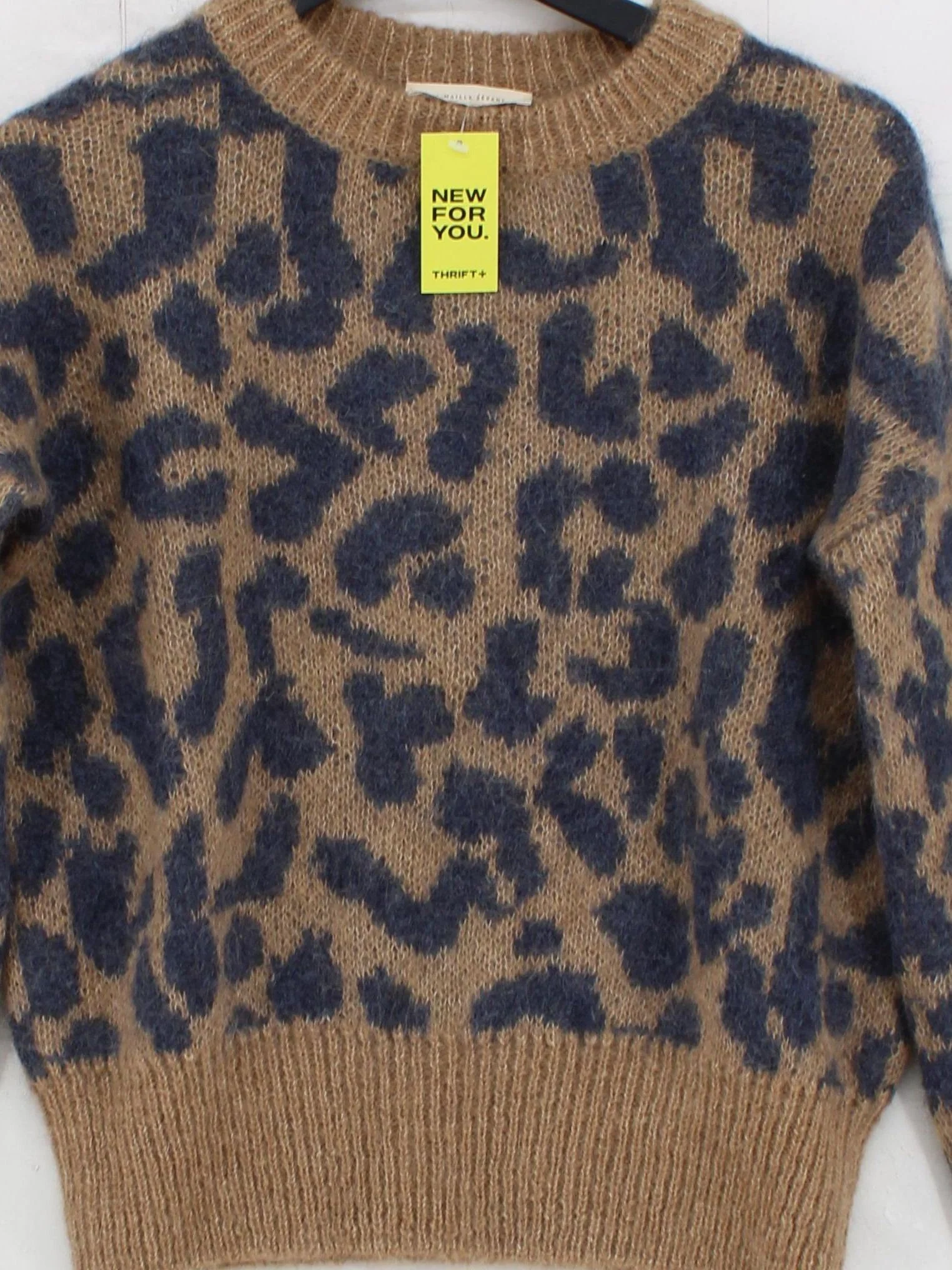 Sezane Women's Jumper S Brown Animal Print 100% Wool Crew Neck Pullover - Image 3