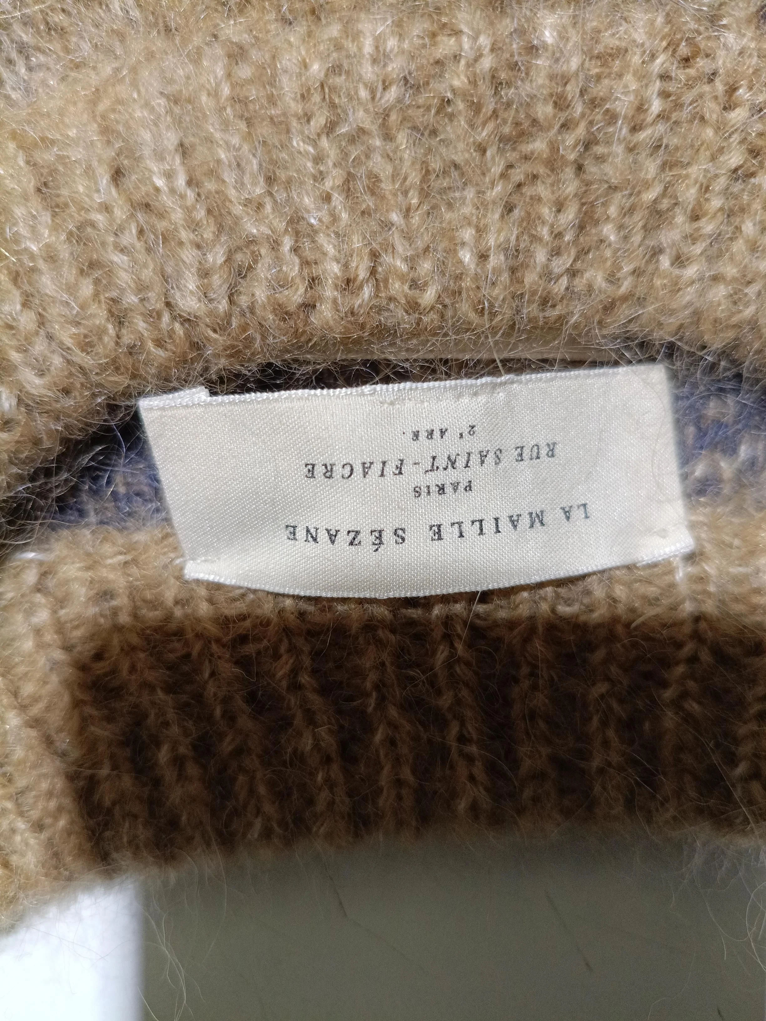 Sezane Women's Jumper S Brown Animal Print 100% Wool Crew Neck Pullover - Image 5