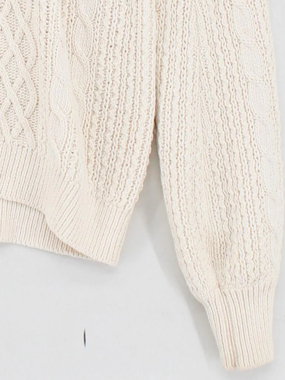Sezane Women's Jumper XS Cream 100% Cotton Crew Neck Pullover - Image 4