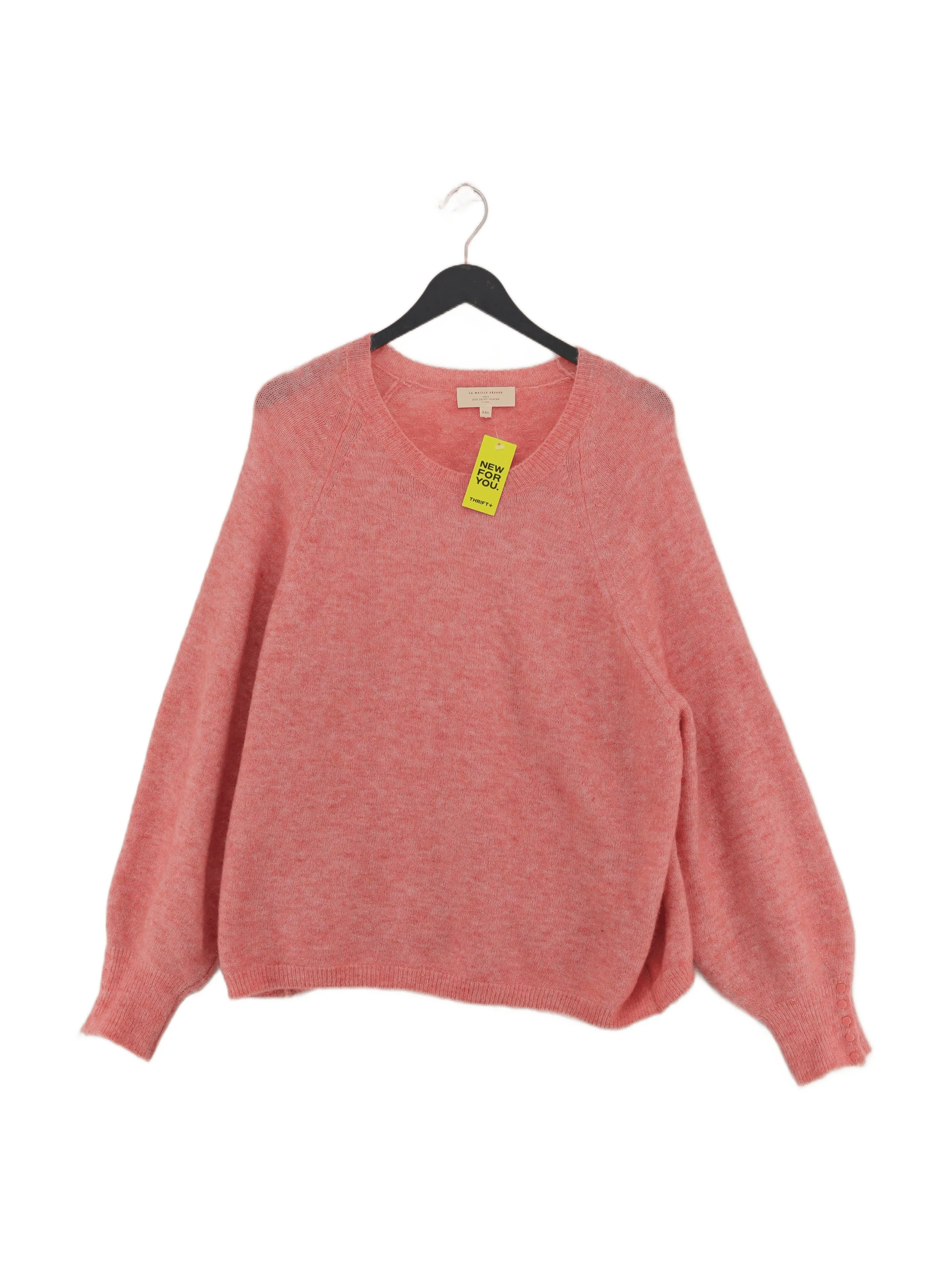 Sezane Women's Jumper XXL Pink Mohair with Polyamide, Wool, Elastane Pullover