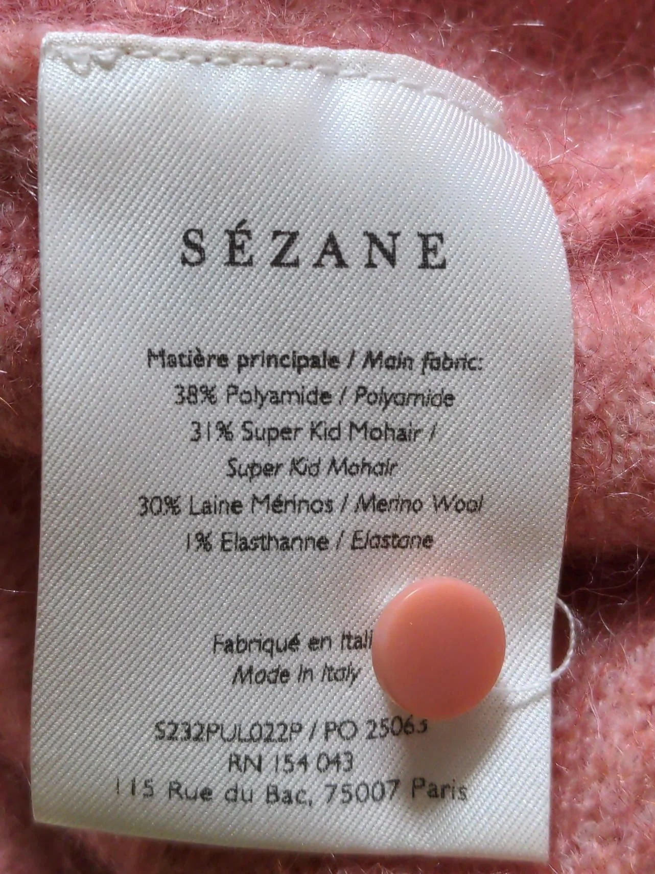 Sezane Women's Jumper XXL Pink Mohair with Polyamide, Wool, Elastane Pullover - Image 6