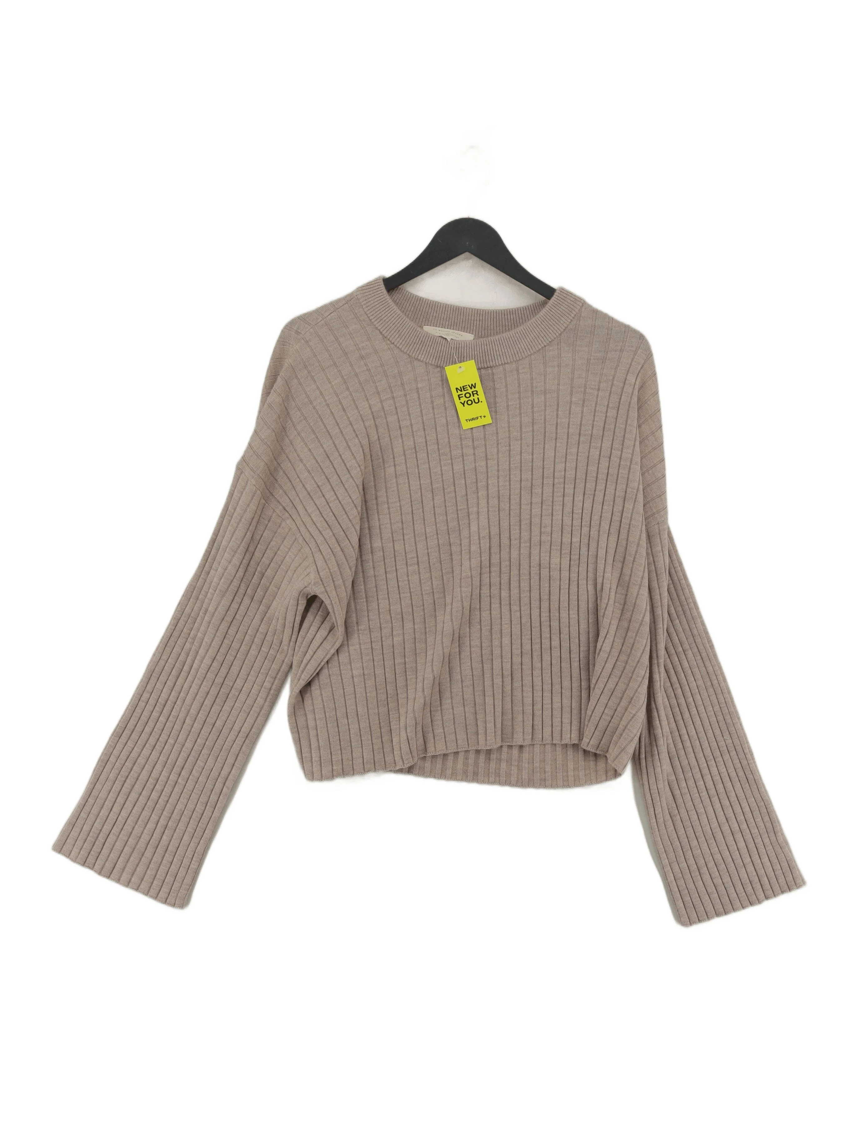 Sezane Women's Jumper XXL Tan 100% Wool Crew Neck Pullover