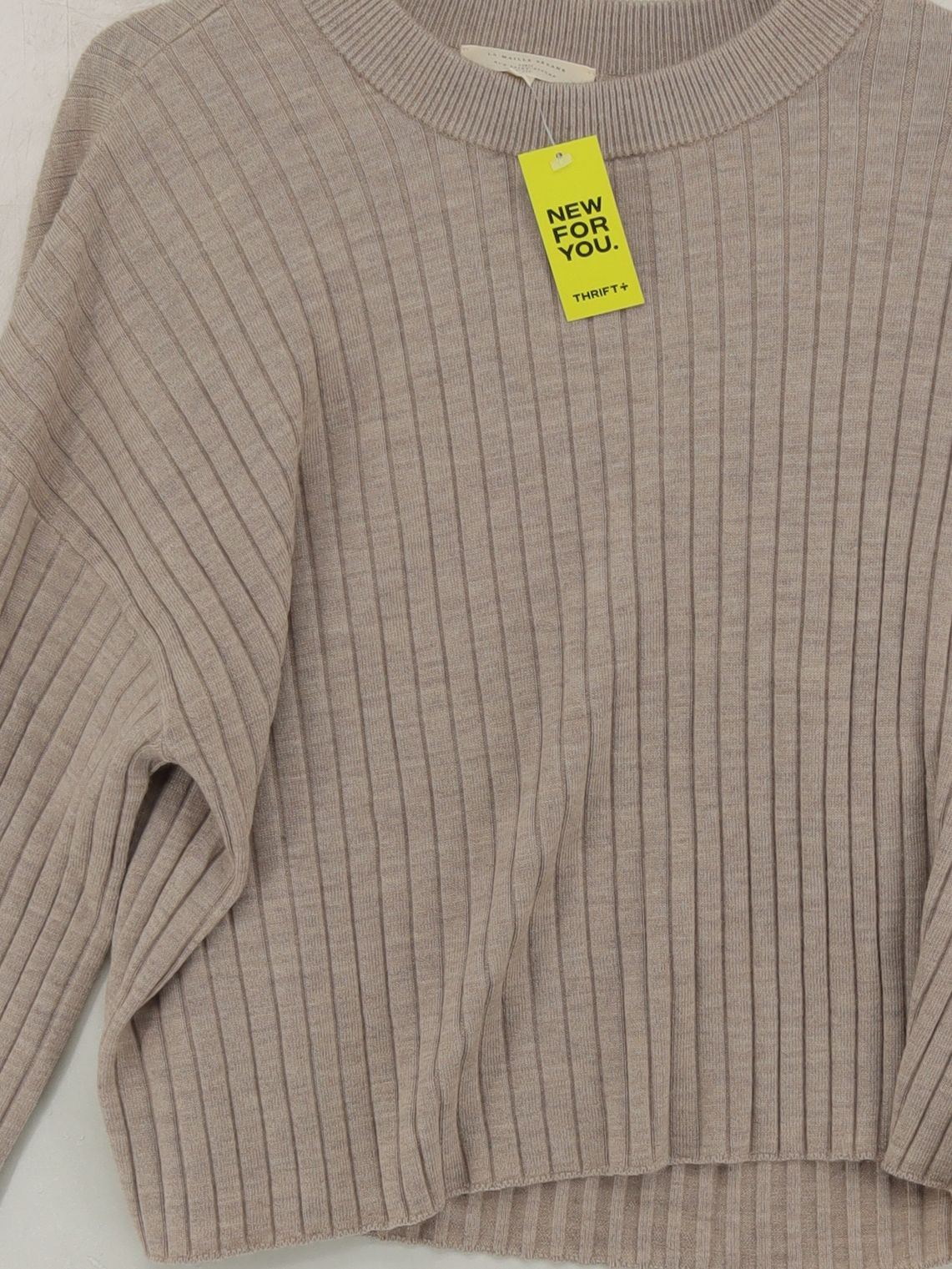 Sezane Women's Jumper XXL Tan 100% Wool Crew Neck Pullover - Image 3