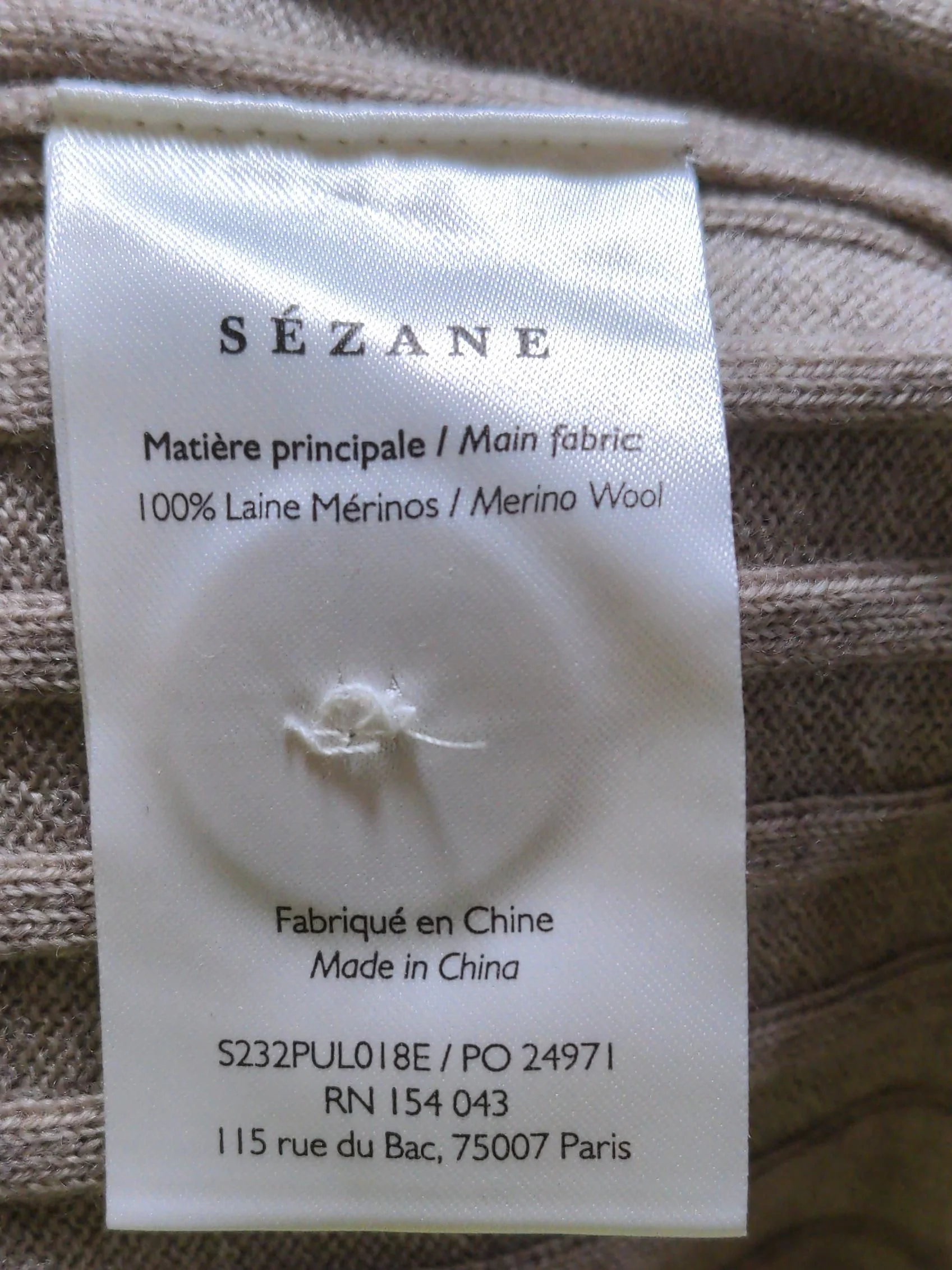 Sezane Women's Jumper XXL Tan 100% Wool Crew Neck Pullover - Image 6