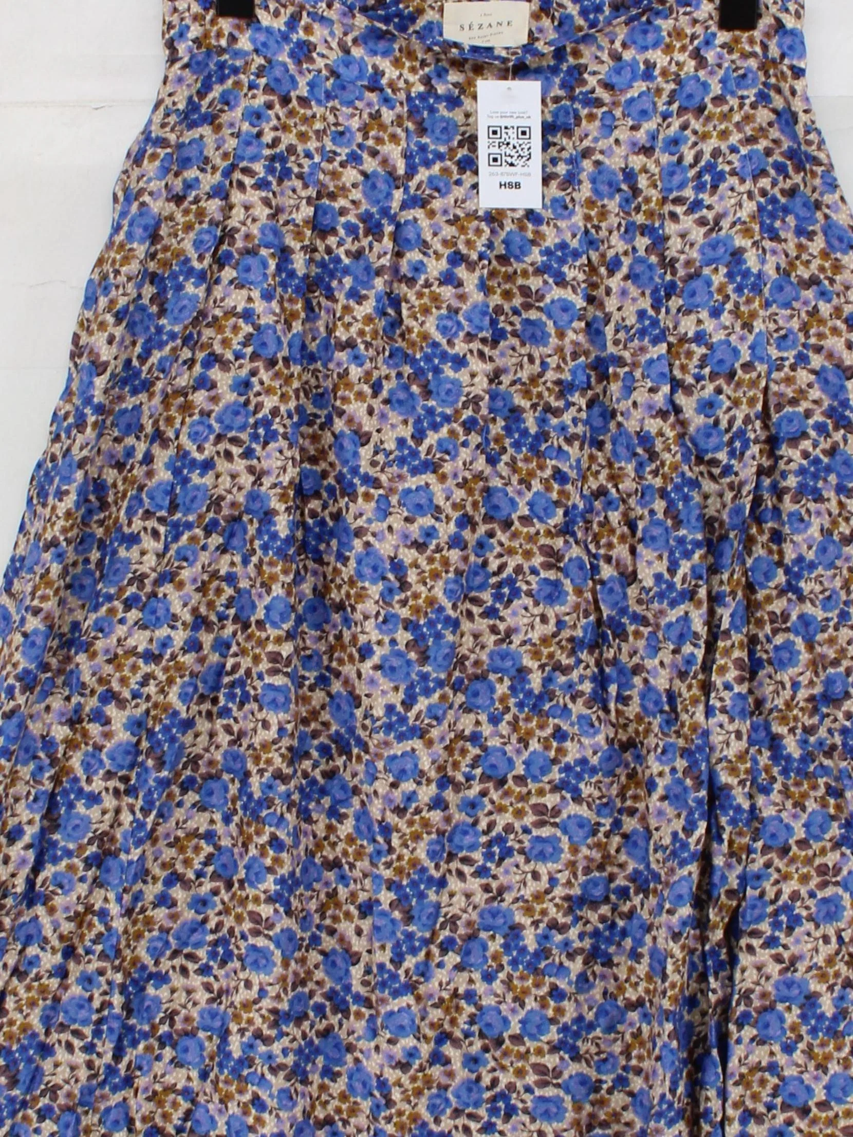 Sezane Women's Midi Skirt UK 10 Multi Floral Viscose with Silk Midi A-Line - Image 3