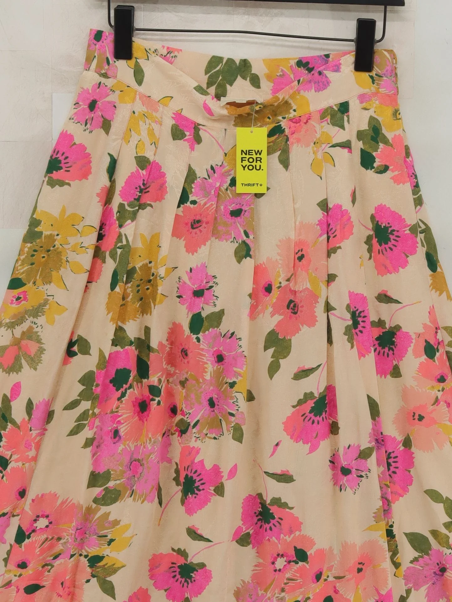 Sezane Women's Midi Skirt UK 12 Cream Floral 100% Viscose Midi A-Line - Image 3