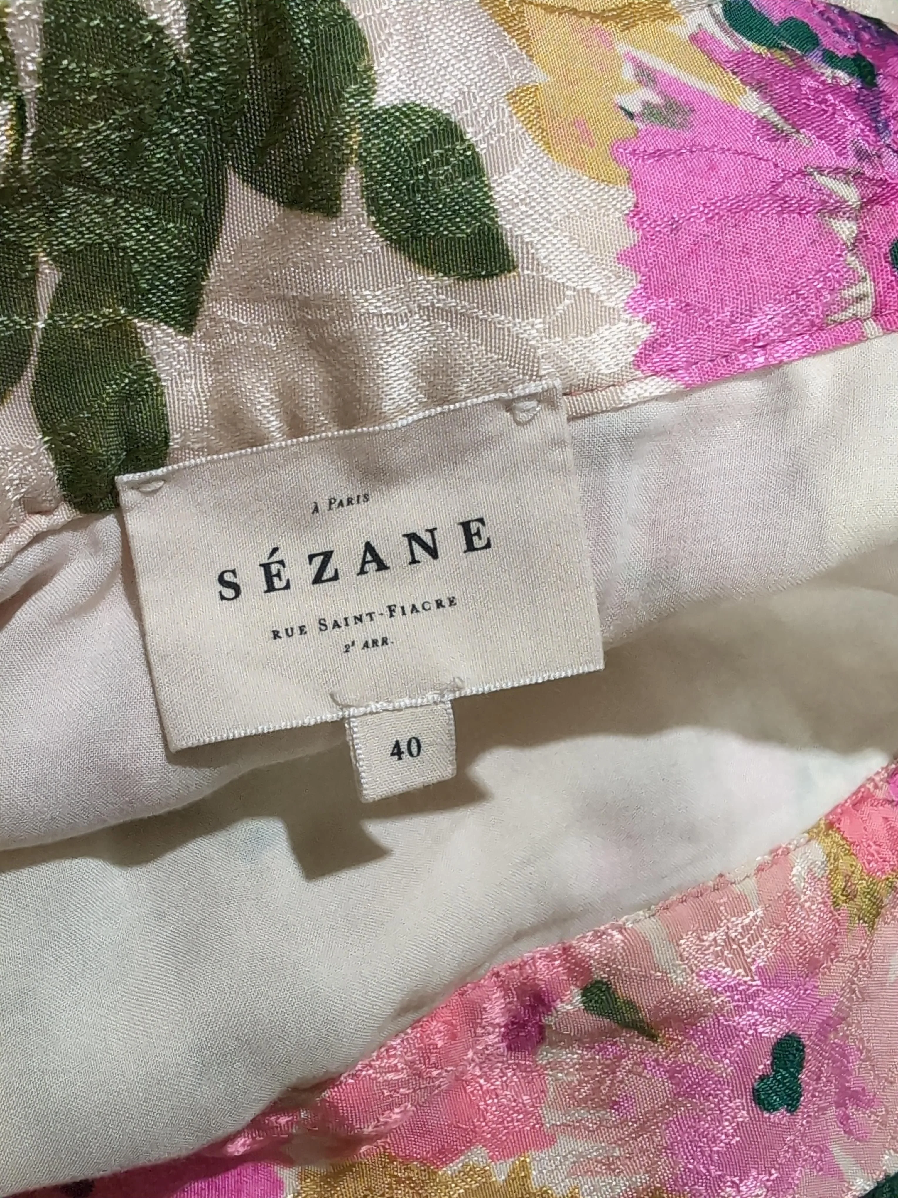 Sezane Women's Midi Skirt UK 12 Cream Floral 100% Viscose Midi A-Line - Image 5