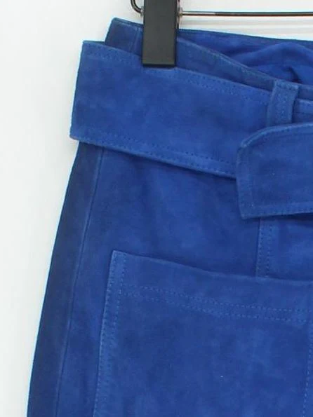 Sezane Women's Mini Skirt UK 8 Blue Suede with Viscose Short Mini - Image 4