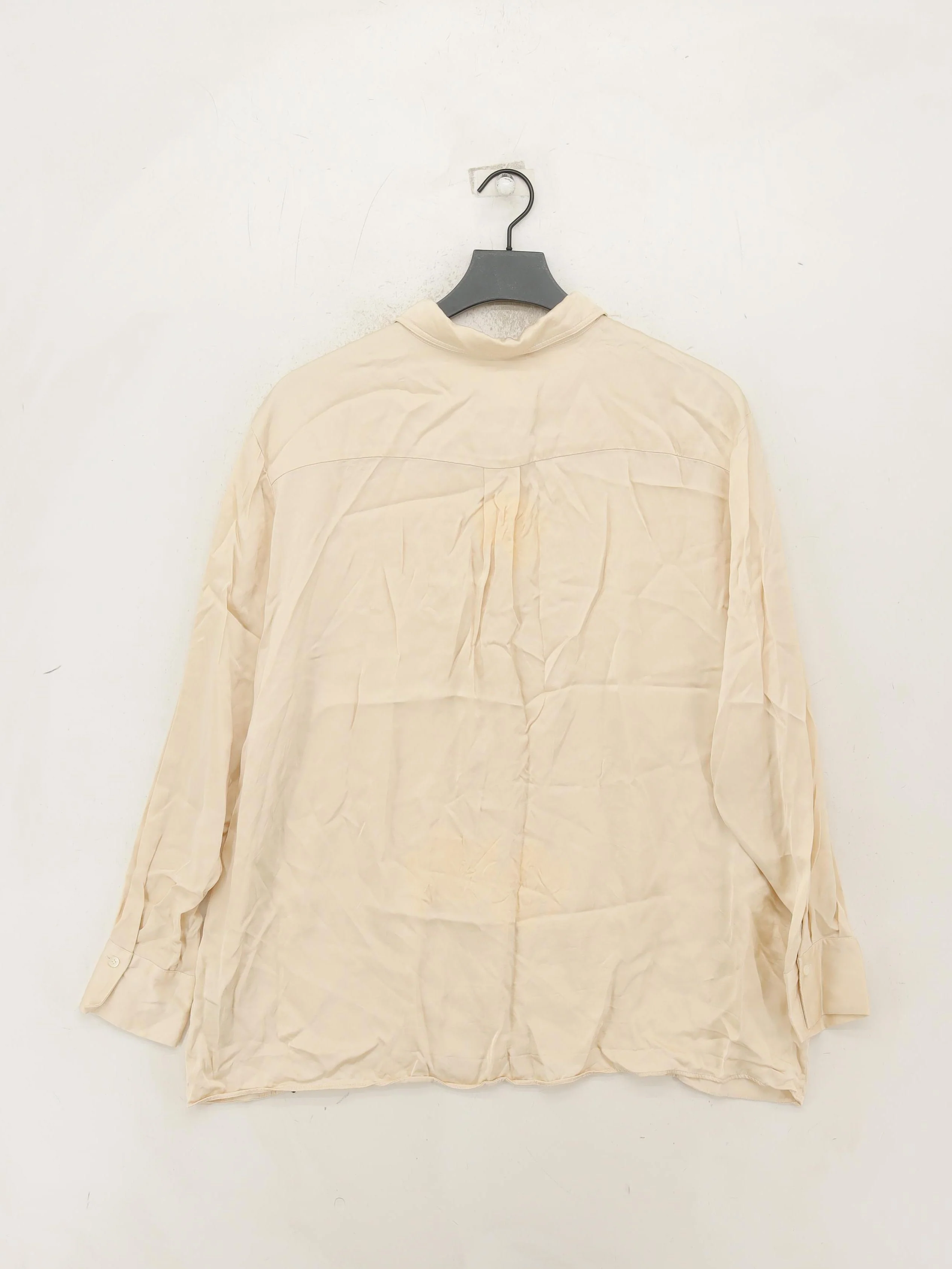 Sezane Women's Shirt UK 14 Cream 100% Viscose Long Sleeve Collared Basic - Image 2